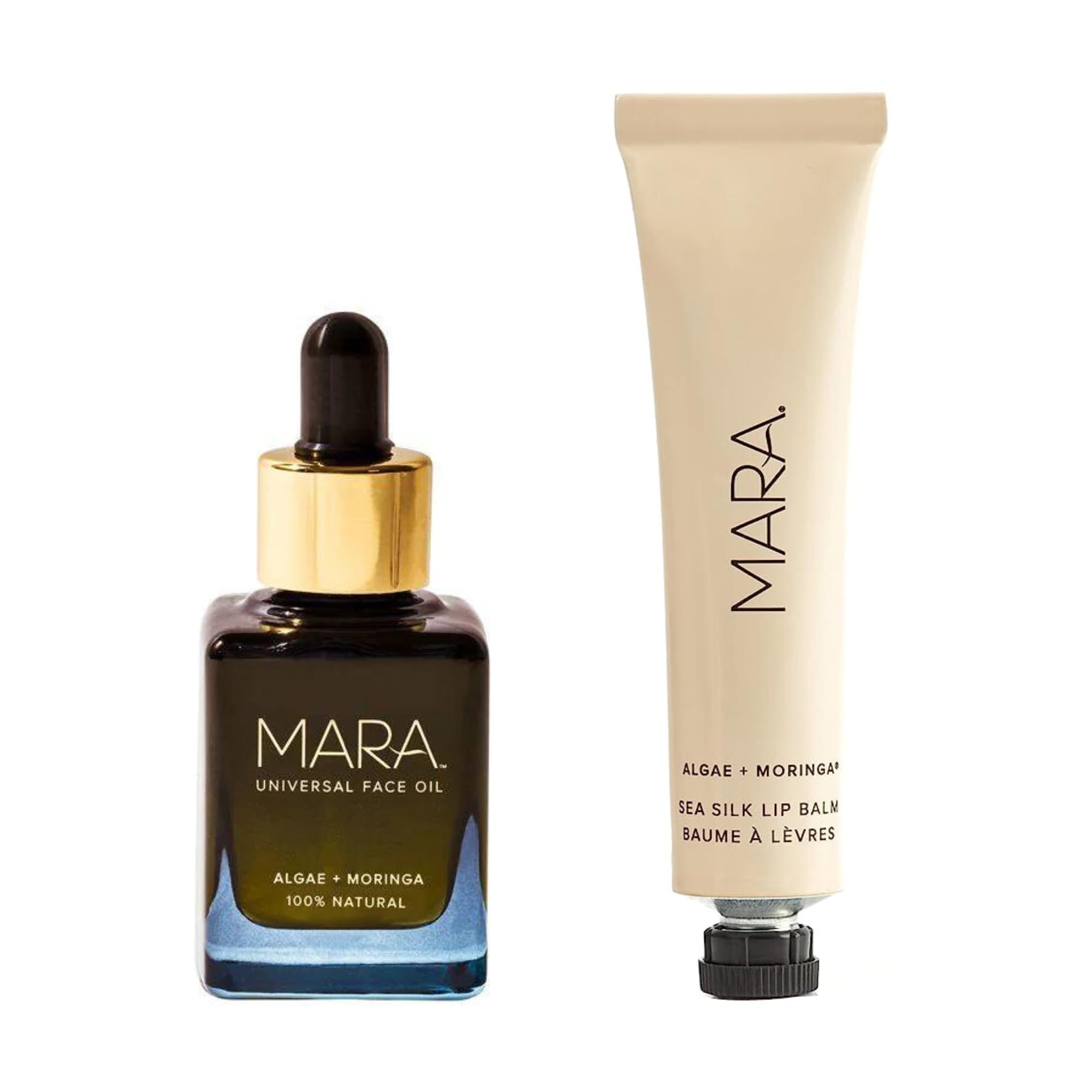MARA Universal Face Oil & Sea Silk Lip Balm Set - Clean, Non-Toxic, Vegan Skincare Bundle for Hydration & Glow | Perfect for Dry Skin, Night Routine & Travel Skincare