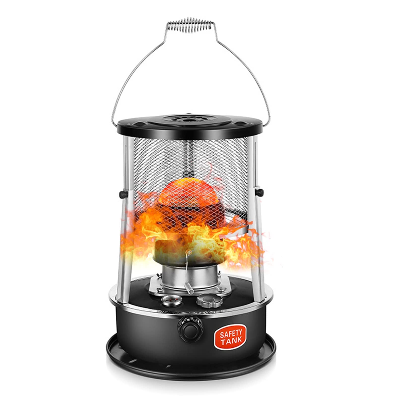 Portable 4.6L Black Kerosene Heater with Adjustable Flame - Outdoor Emergency Stove for Winter Camping, Fishing, Hunting & Patio Use - Wick Convection Radiant Burner for Tents, Garages & Power Outages