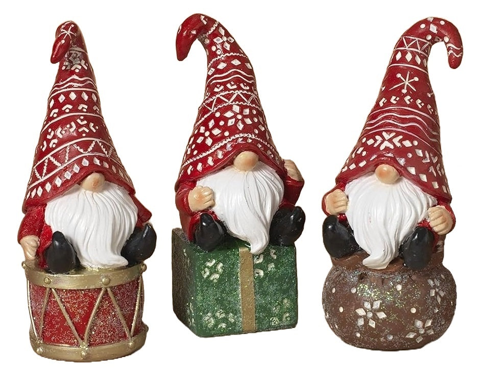 5 Pack Resin Sitting Gnome Statues - Garden Decor, Lawn Ornaments for Outdoor & Indoor Use - Perfect for Patio, Yard, Home Decoration and Gift Giving