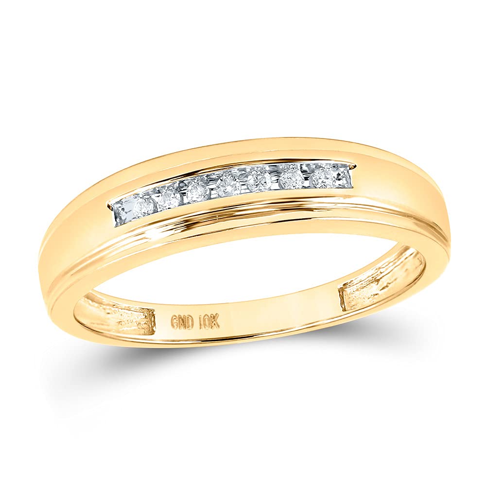 10K Yellow Gold Men's Round Diamond Wedding Band Ring - 1/12 CTTW, Anniversary Gift for Him, Perfect for Engagements, Weddings & Special Occasions
