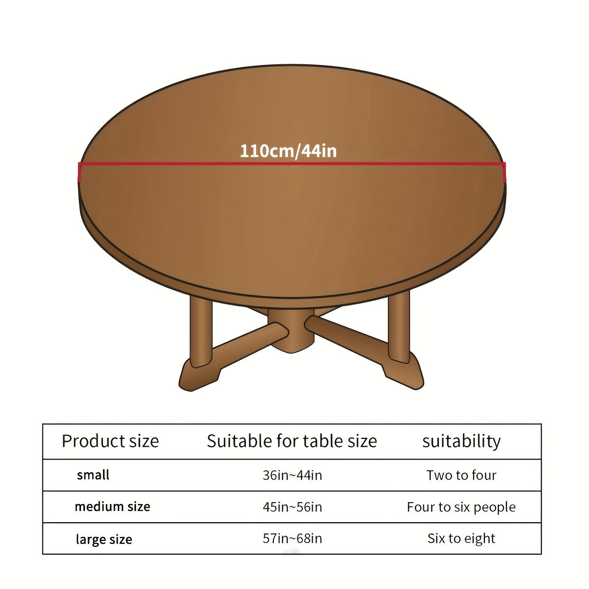 100% Vinyl Round Moroccan Tablecloth - Waterproof & Oil Proof with Flannel Backing, Elastic Edges for Indoor, Outdoor, Patio, Picnic, Camping - Perfect for Dining, BBQs, and Outdoor Gatherings