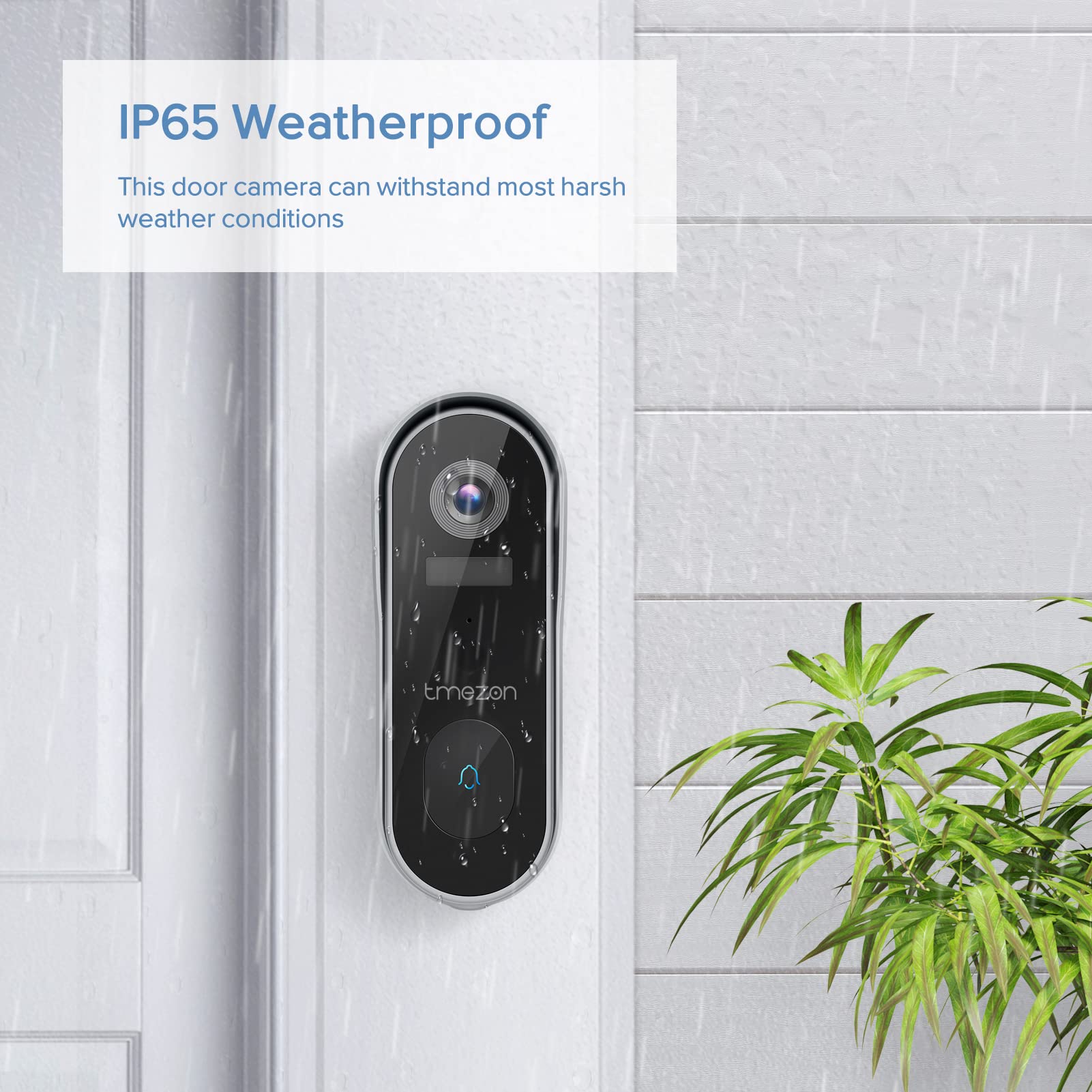 TMEZON Wireless Smart Video Doorbell Camera with Chime - 2K HD, Night Vision, PIR Motion Detection, Battery Powered, 2.4GHz WiFi - Ideal for Home Security & Front Door Monitoring