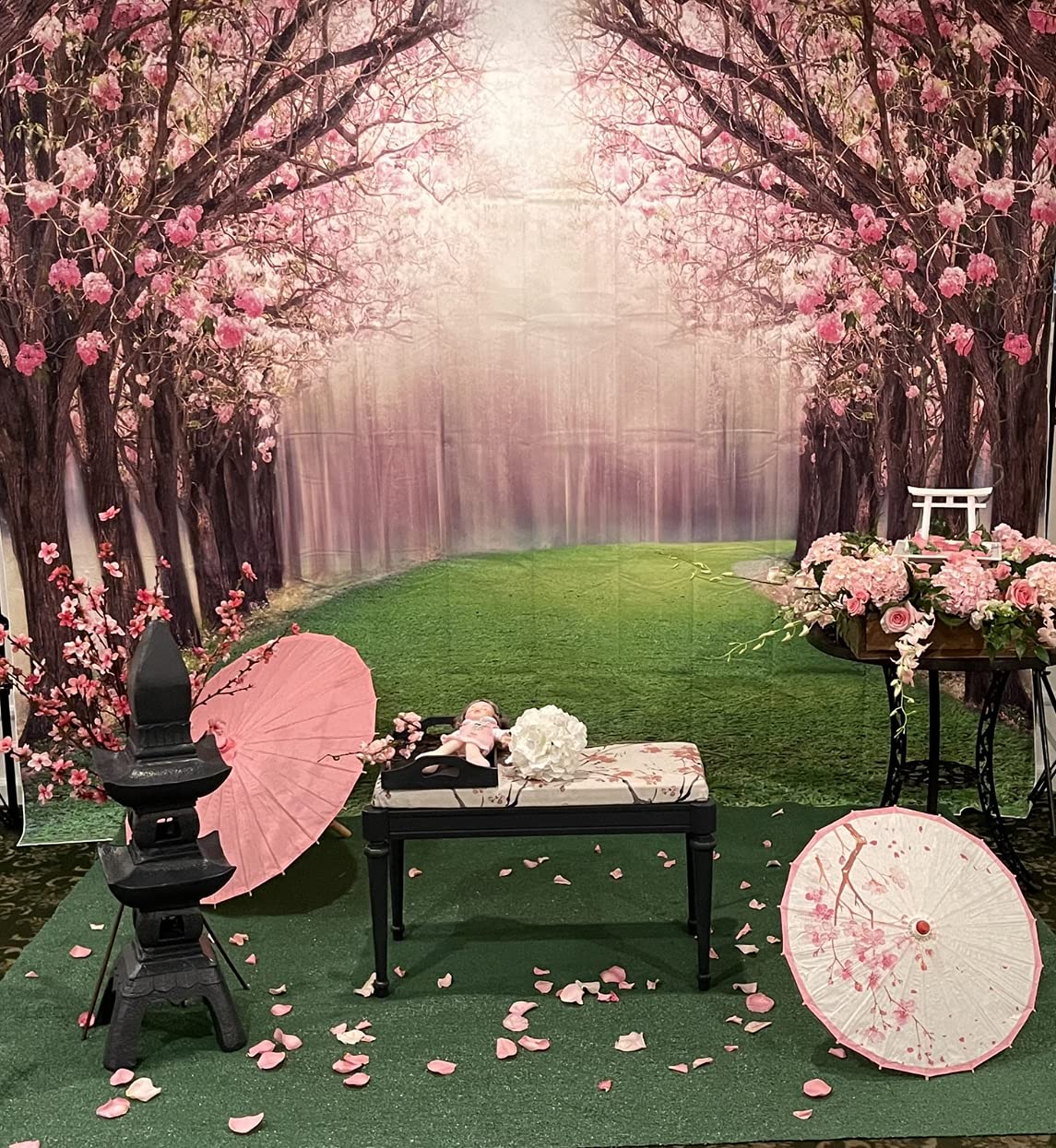 Leowefowa 10x8ft Cherry Blossom Photography Backdrop - Enchanted Garden Vinyl Background for Wedding, Studio, Bridal & Portrait Shoots | Perfect for Ceremonies, Romantic Scenes & Outdoor-Themed Events