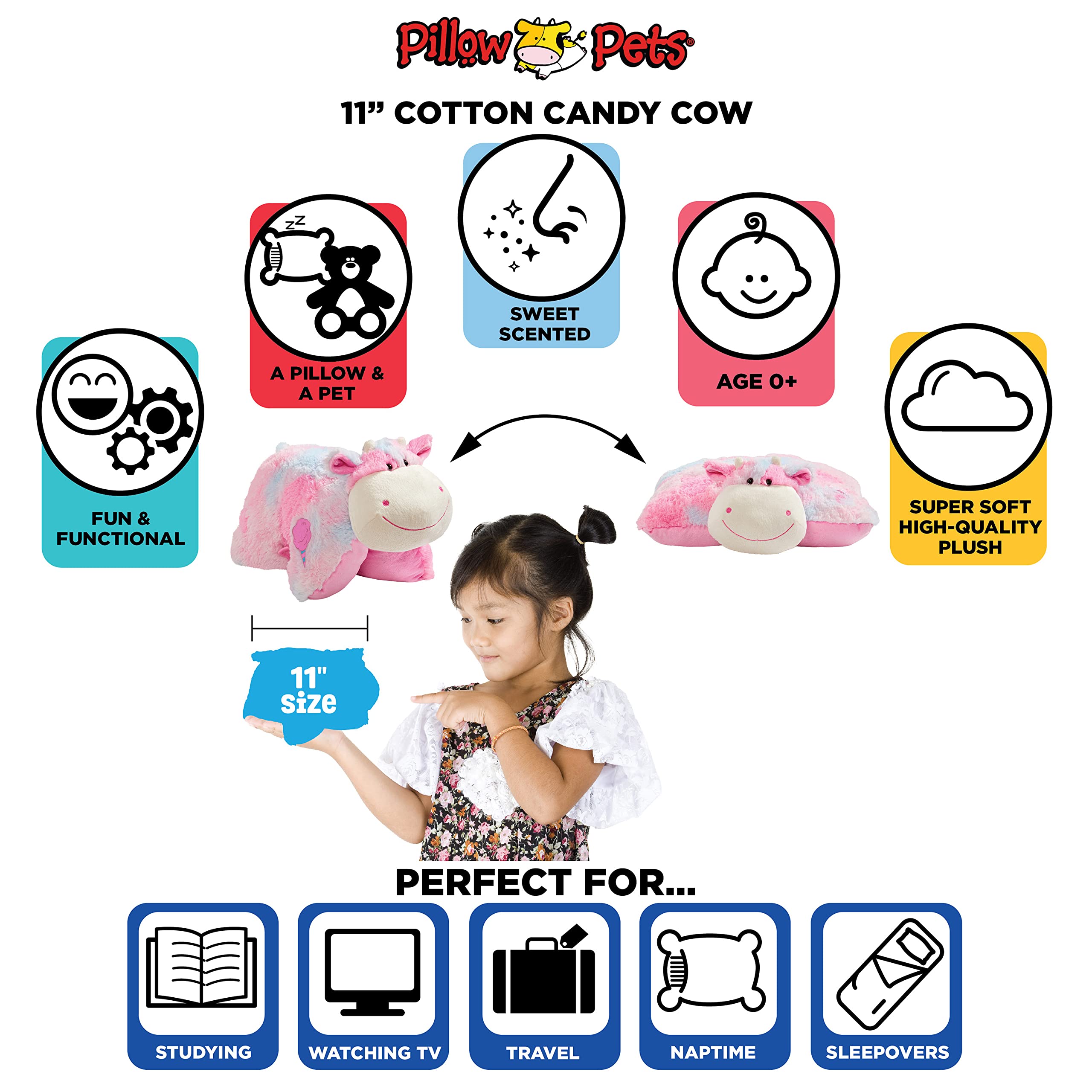 Sweet Scented Cotton Candy Cow Pillow Pet - 11