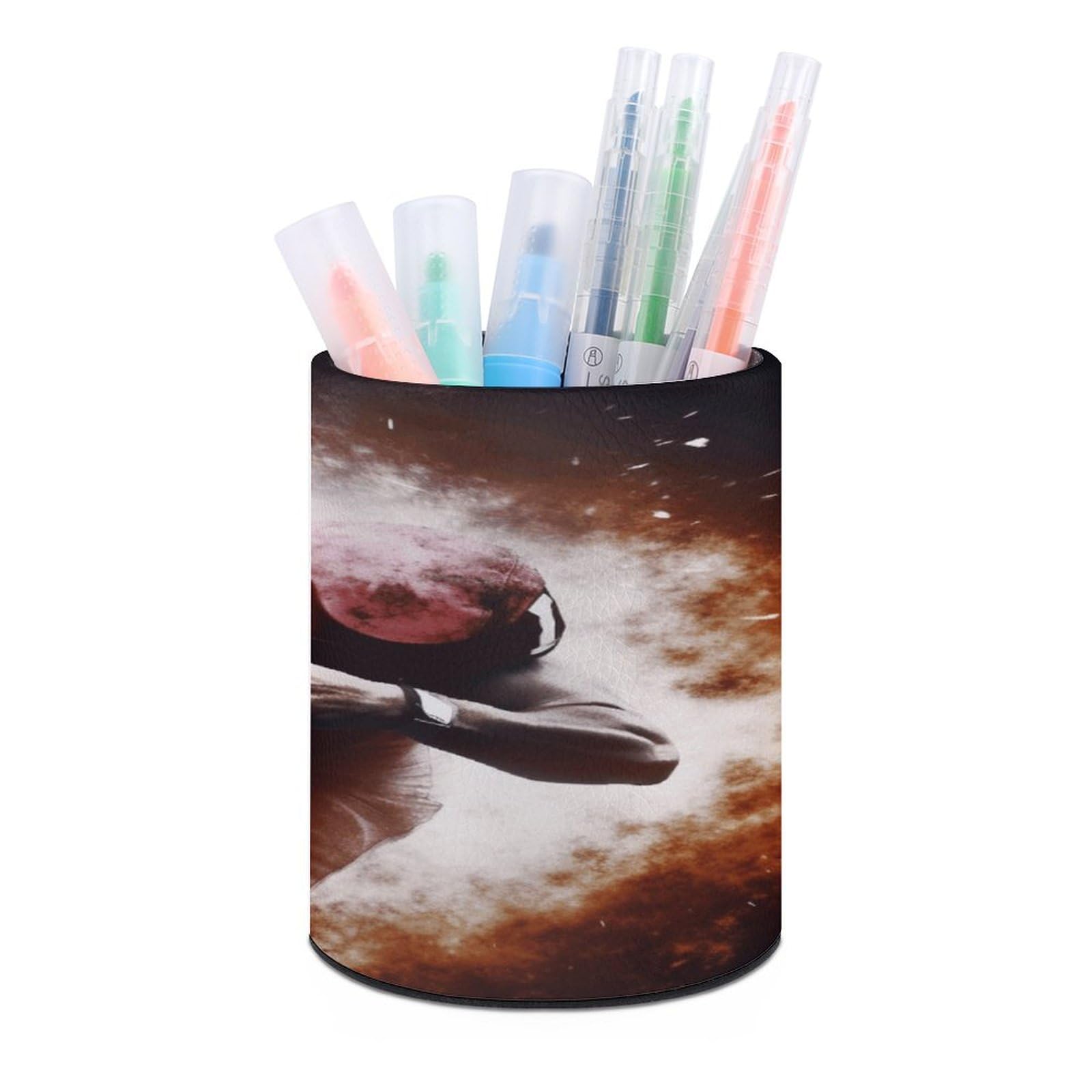 Premium Leather Pen Holder with American & Football Print - Stylish Desk Organizer & Pen Cup for Office, Home, or School - Perfect Desk Accessory for Football Fans & Professionals