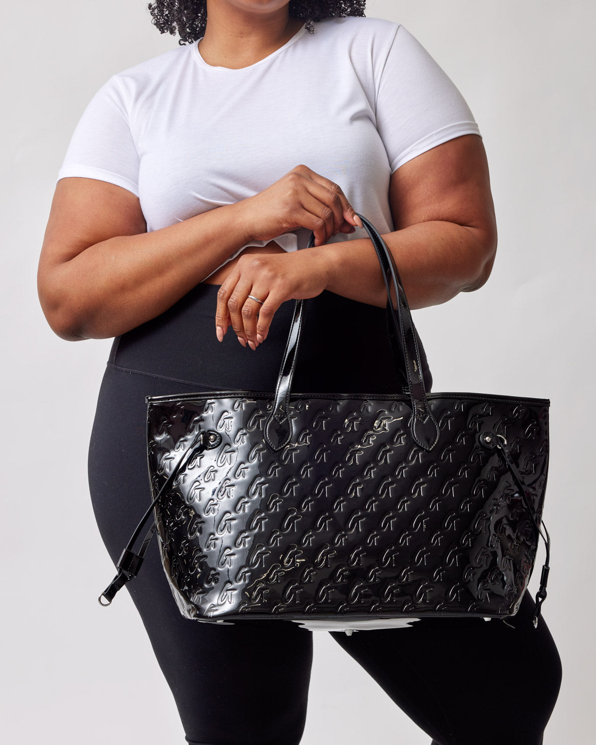 MONOGRAM GLAM TOTE BAG - MIRROR BLACK | Luxury Designer Handbag for Women | Perfect for Work, Travel & Everyday Use