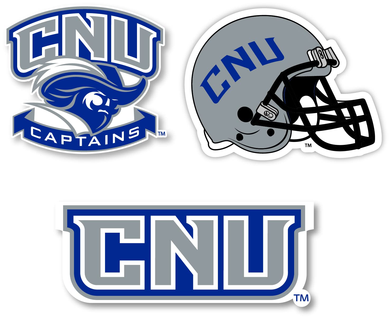 Christopher Newport Captains 4-Inch Vinyl Decal Sticker 3 Pack - Officially Licensed College Car, Laptop & Water Bottle Decals - Perfect for Game Day, Dorm Decor & School Spirit Accessories