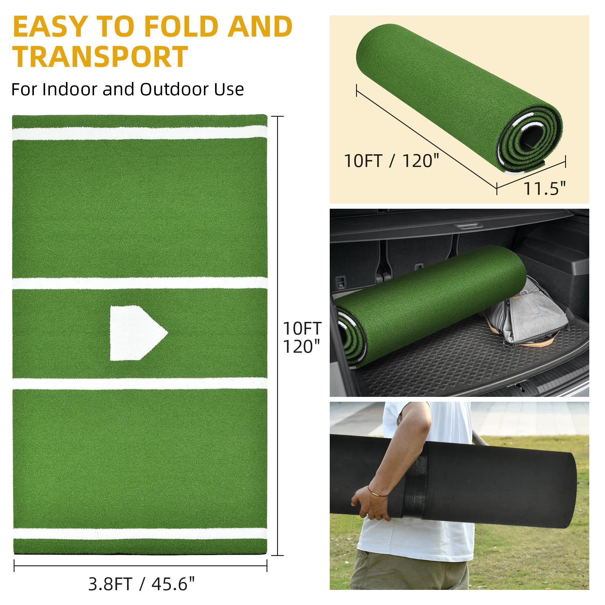 Premium Baseball & Softball Training Mat with Home Plate & Batters Box - Non-Slip Turf Mat with Reinforced Stitching for Indoor/Outdoor Practice, Backyard Drills & Batting Cage Training
