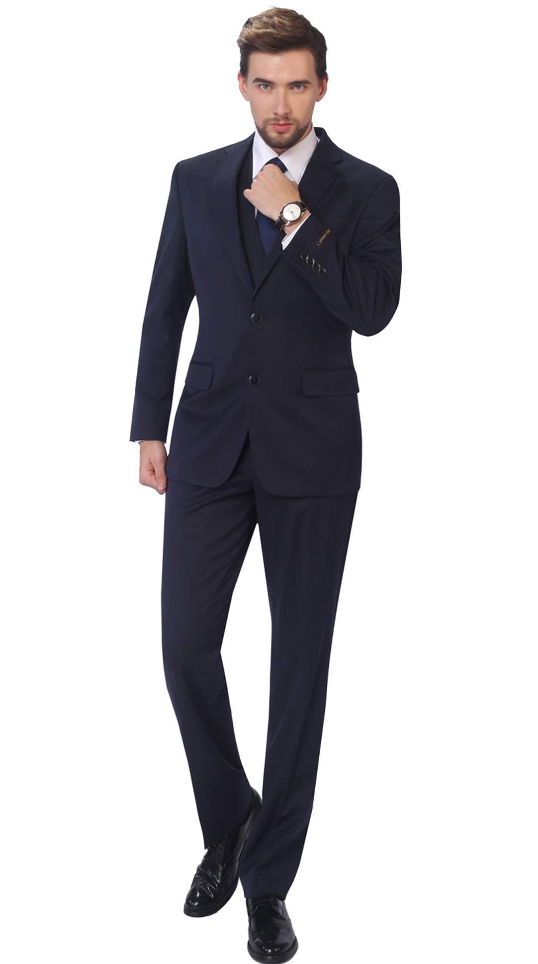 P&L Classic Fit Men's 3-Piece Single Breasted 2-Button Suit Set - Formal Business Attire for Weddings, Interviews & Office Wear
