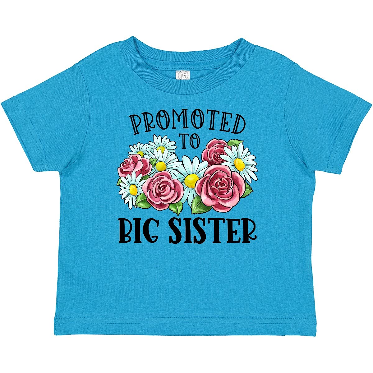 Promoted to Big Sister with Flowers Baby T-Shirt - Cute Sibling Announcement Outfit for Toddler Girls - Perfect for Gender Reveal, Newborn Photos & Family Matching