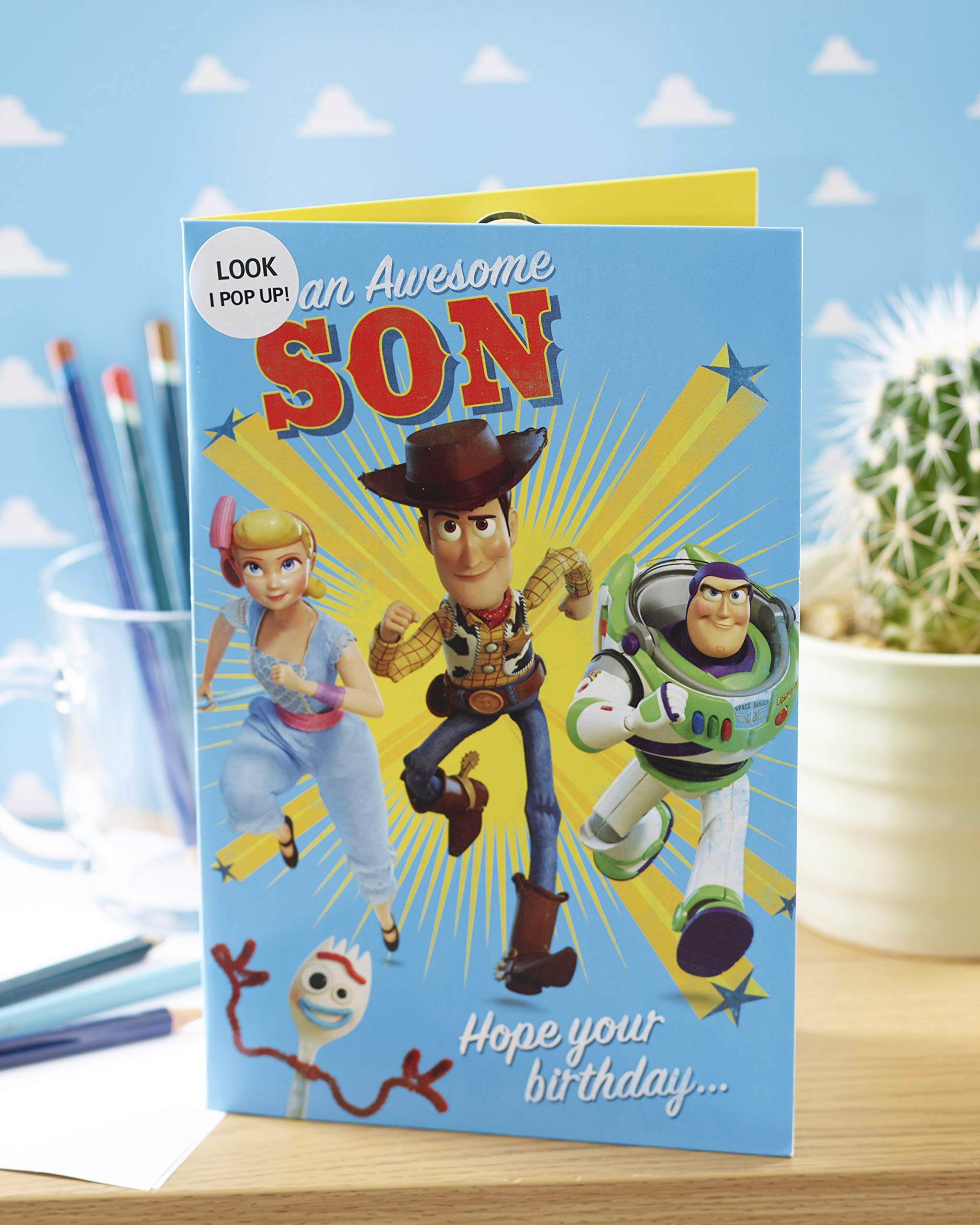 Toy Story 4 Birthday Card for Son - Disney Themed Kids Greeting Card with Gift Card Holder - Perfect for Son's Birthday, Disney Fans & Toy Story Lovers