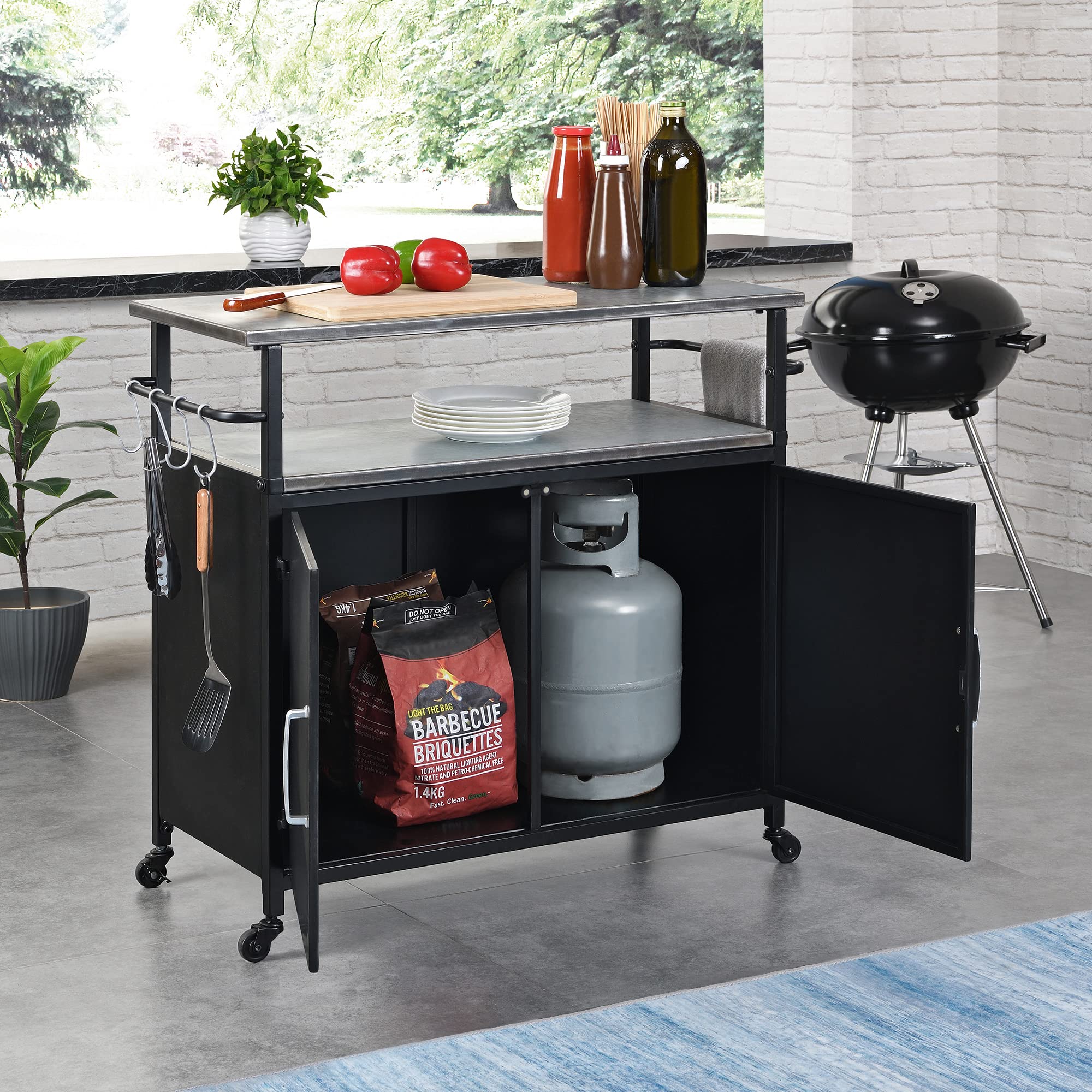 FirsTime & Co. Black Davidson Outdoor Grill Cart - 31.5