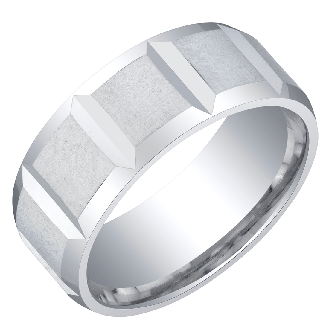 Men's 8mm Sterling Silver Delta Band Ring - Brushed Satin Finish - Comfort Fit Size 9 - Wedding Band, Anniversary Gift, Everyday Jewelry for Men