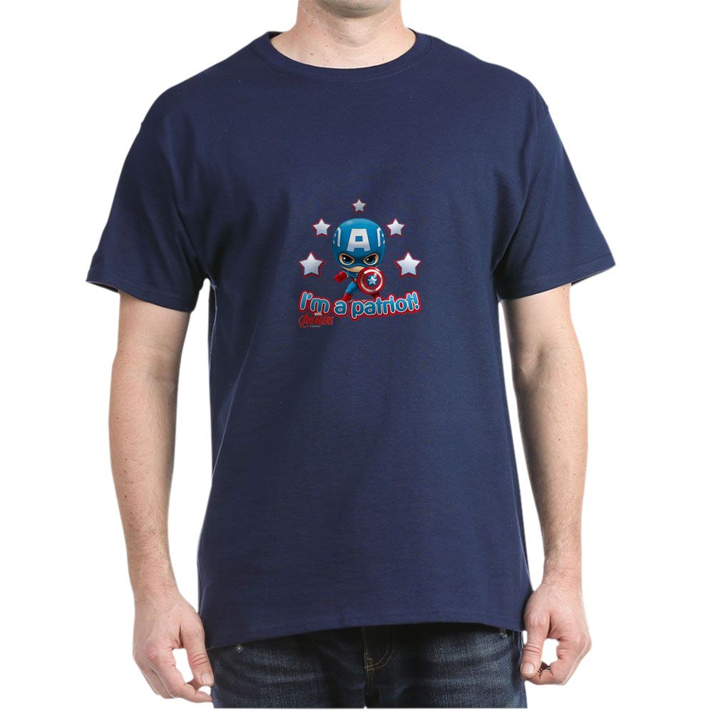 Chibi Patriot Captain America Dark Graphic T-Shirt - Funny Superhero Tee for Men & Women - Perfect for Cosplay, Comic Con & Marvel Fans