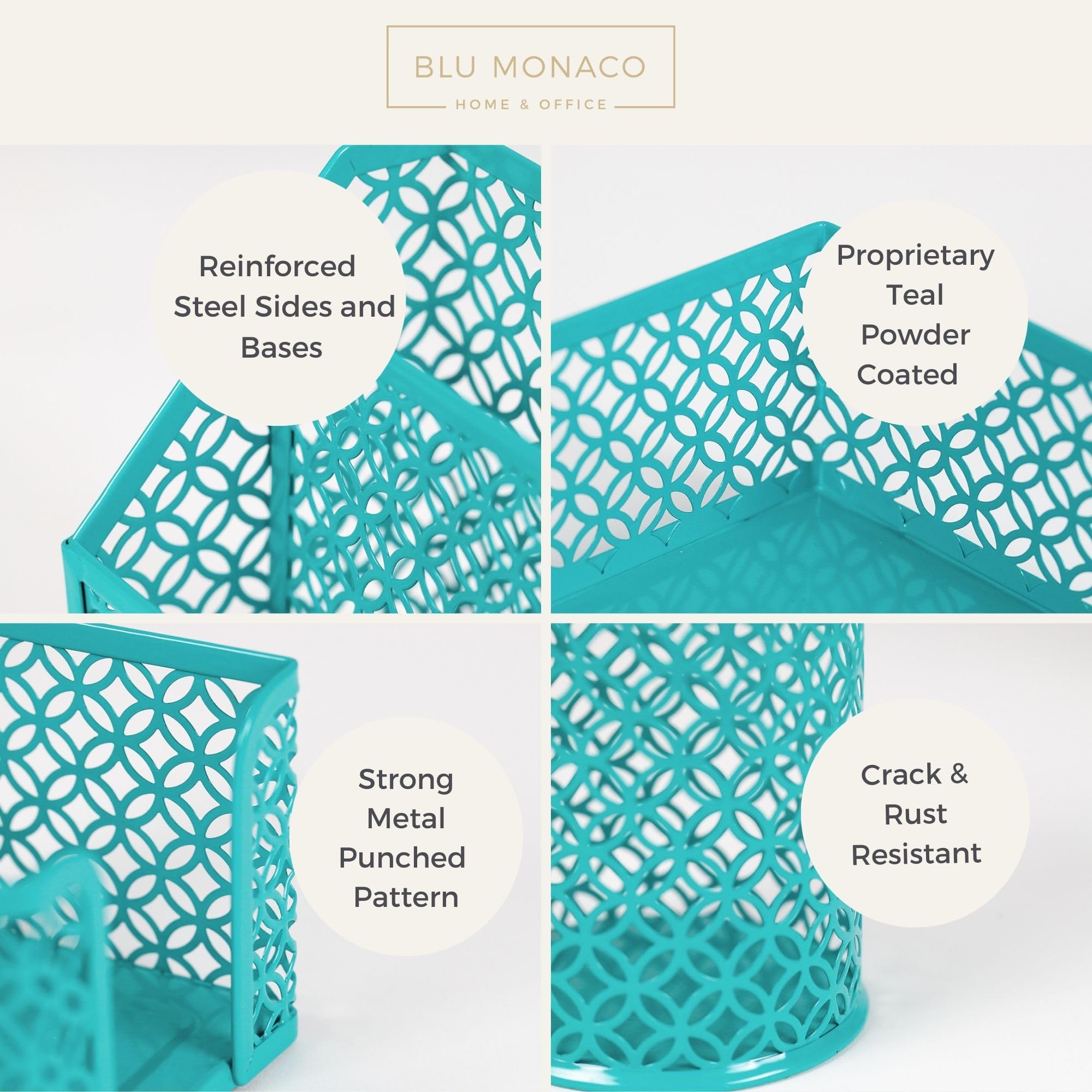 BLU MONACO Dark Teal 6-Piece Desk Organizer Set - Stylish Office Accessories for Mail, Sticky Notes, Pens, Magazines & Documents | Perfect for Home Office, Study Desk & Workspace Organization