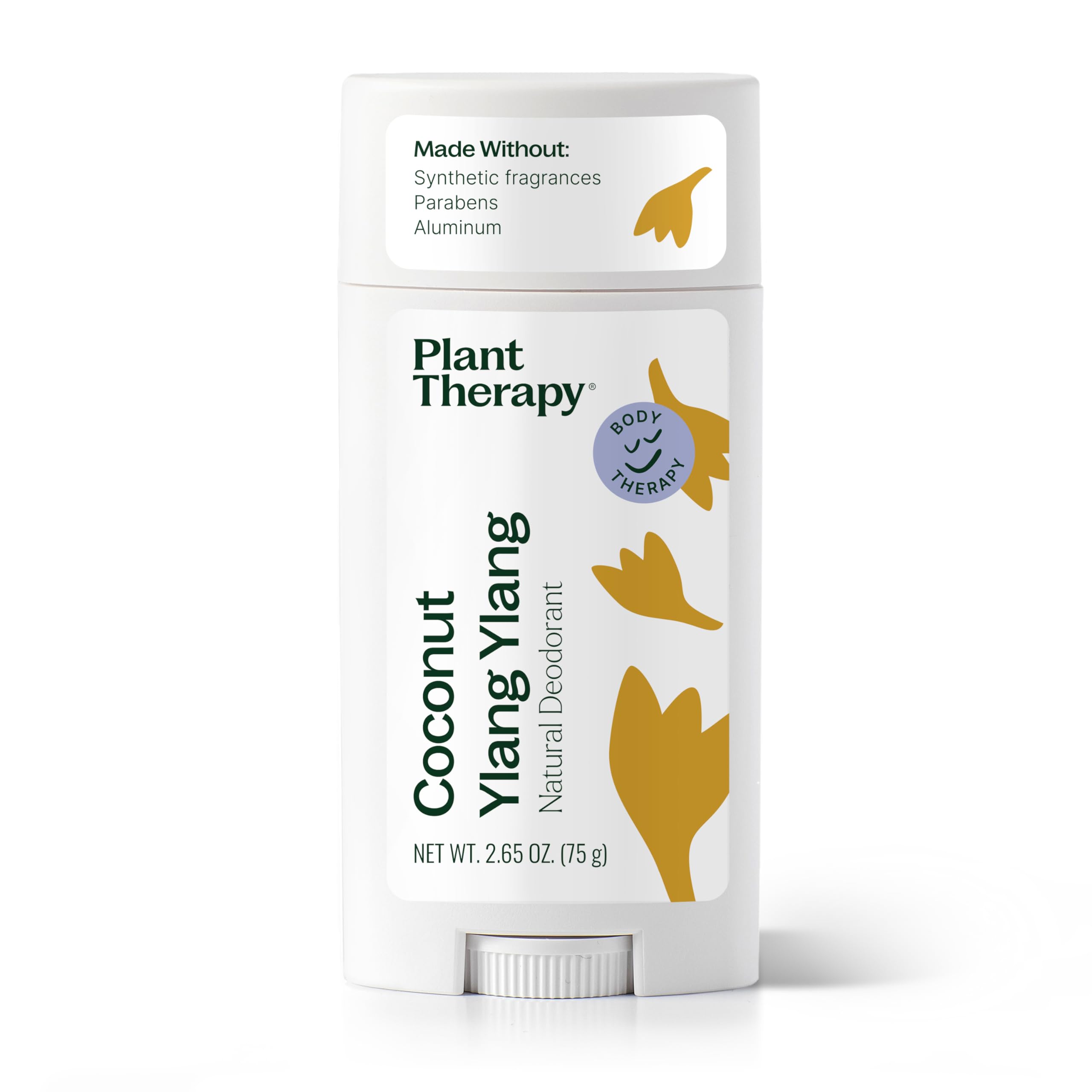 Plant Therapy Coconut Ylang Ylang Natural Deodorant for Men & Women - 2.65 oz Aluminum-Free with Coconut Oil, Shea Butter, Beeswax & Baking Soda | Smooth Application & Long-Lasting Odor Protection | Ideal for Daily Use, Gym, Travel & Sensitive Skin