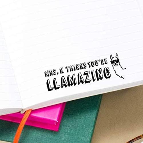 Custom Self-Inking Teacher Stamps with 49 Fun Designs - Motivational Phrases for Grading - Perfect for Classroom, Homework & Library Books (Llamazing Large Stamp) - Great for Teachers, Homeschooling & Student Encouragement