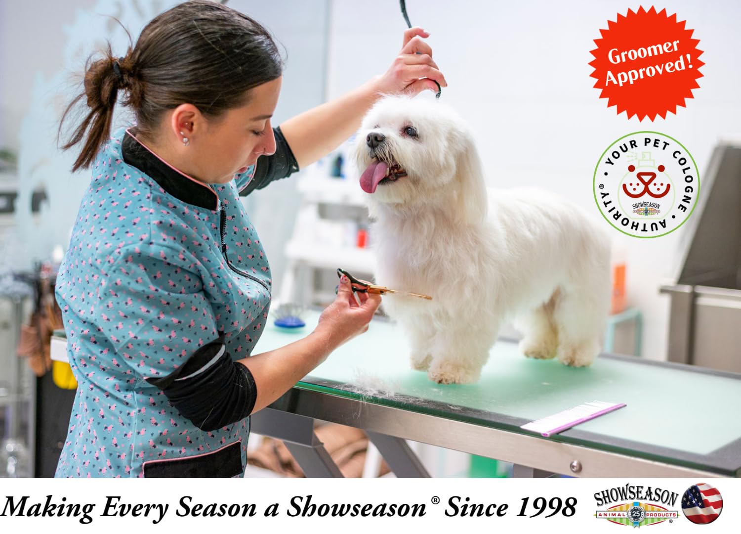 Showseason® White Chocolate Dog Cologne 2.5 oz - Travel Size Long-Lasting Dog Perfume & Deodorizing Spray - Made in USA - Perfect for Grooming, Travel & Special Occasions