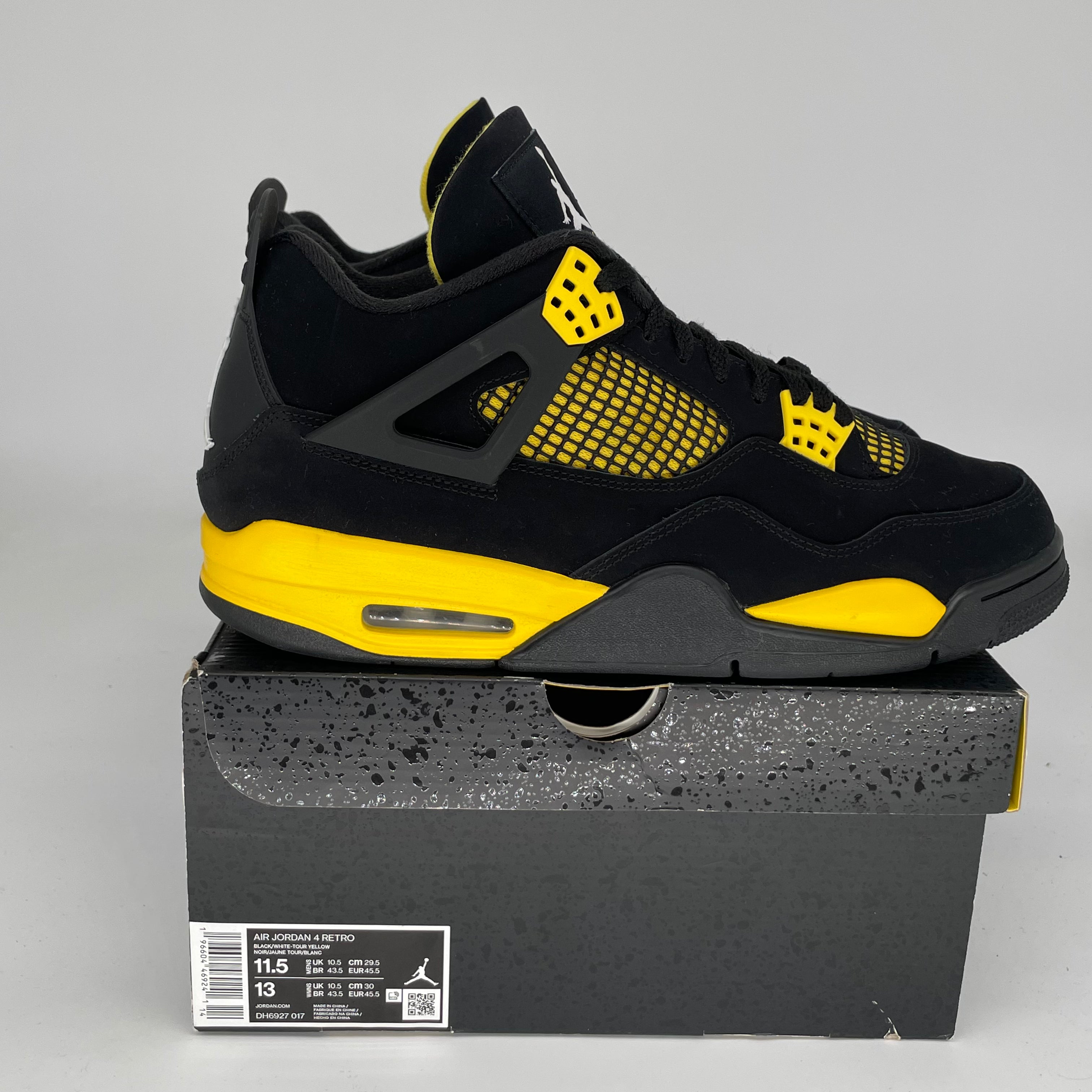 AIR JORDAN 4 THUNDER Retro Sneakers - Men's Size 11.5 (DH6927-017) | Basketball Shoes for Streetwear & Casual Outfits