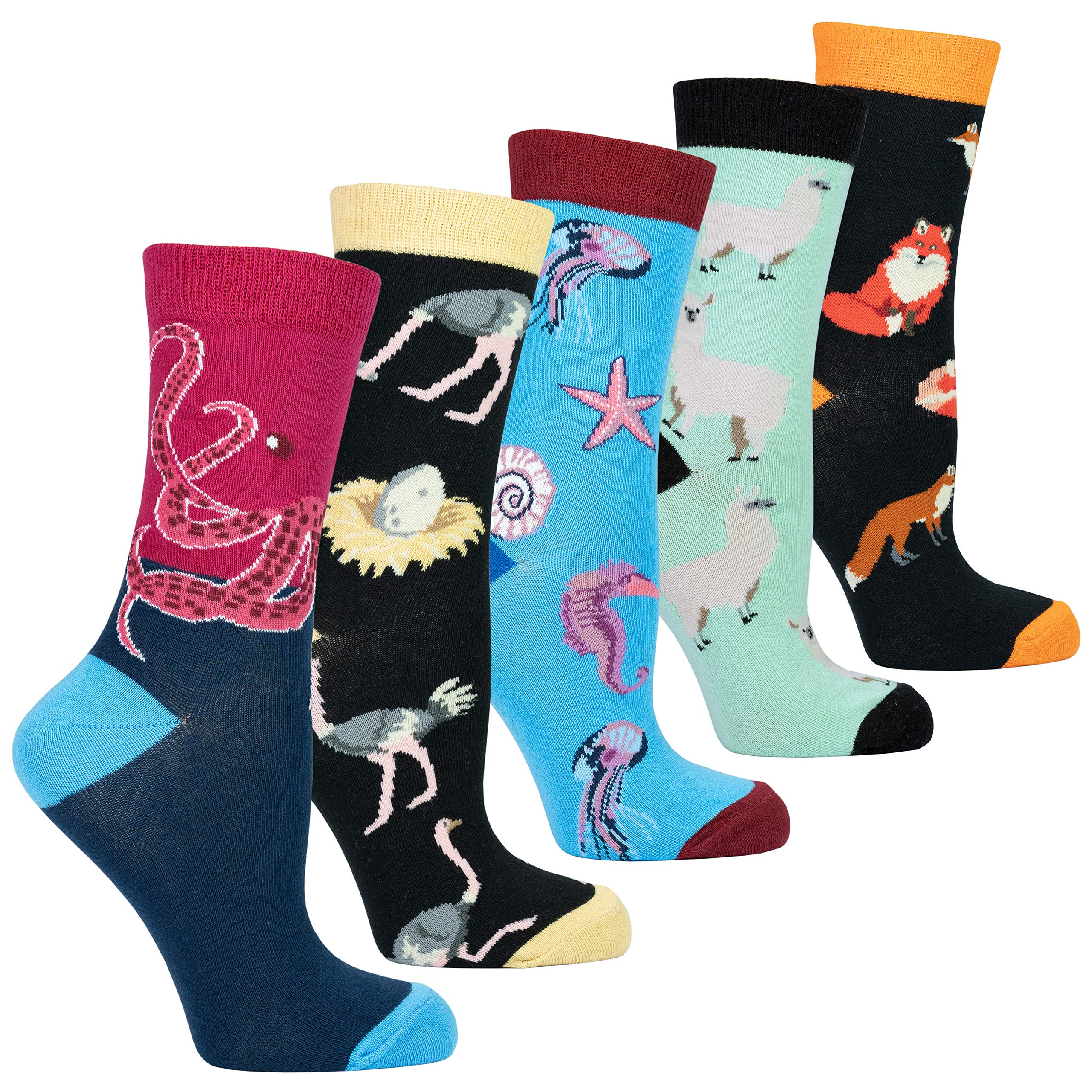 Funny Crazy Cute Crew Socks for Women & Girls - 5 Pack Novelty Socks Gift Set - Perfect for Gifts, Parties, and Everyday Wear