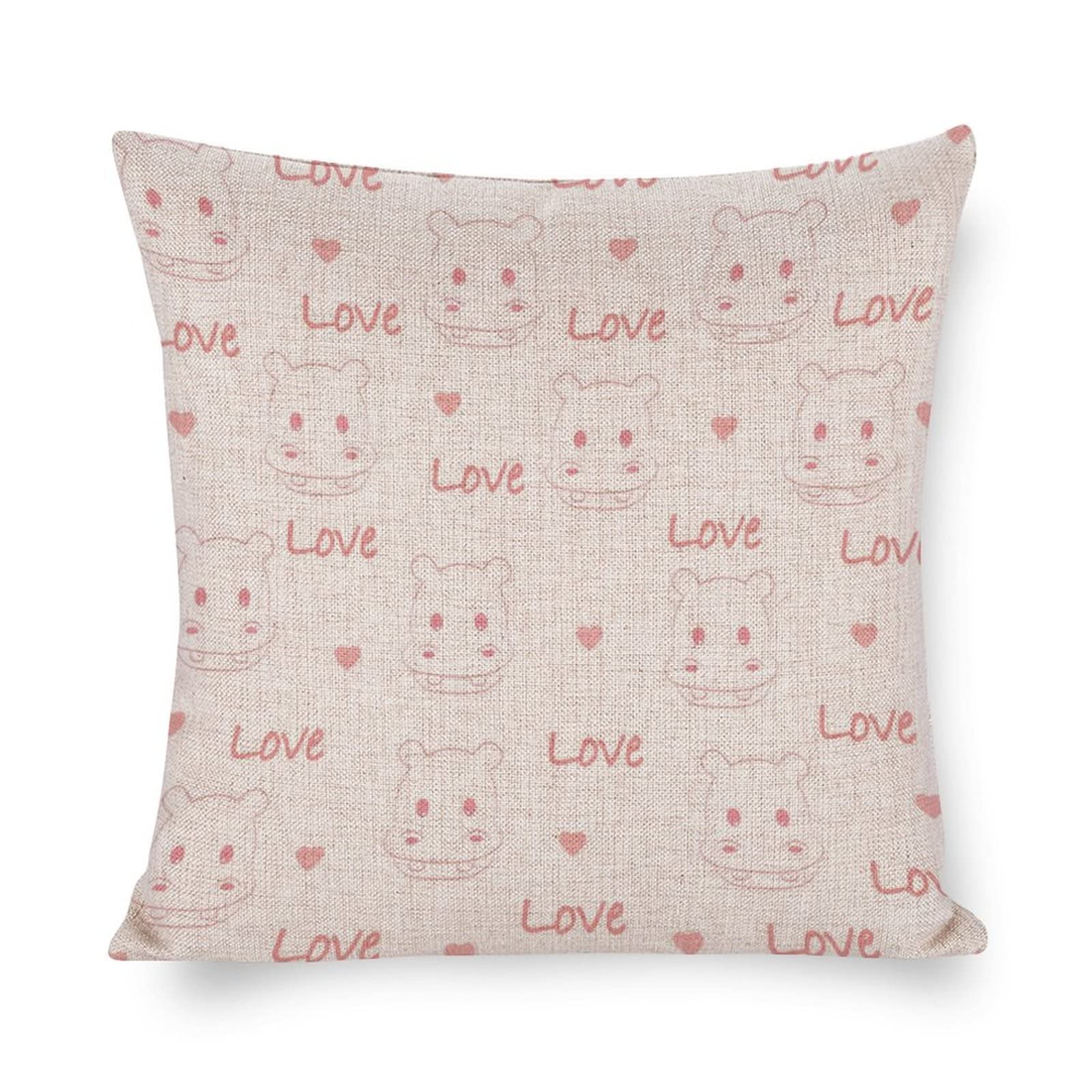 Serenasyoung 16x16 Inch Cute Baby Hippo Pattern Throw Pillow Covers - Soft Decorative Pillow Covers for Bed, Couch, Indoor & Outdoor Use - Perfect for Living Room, Nursery, and Patio Decor