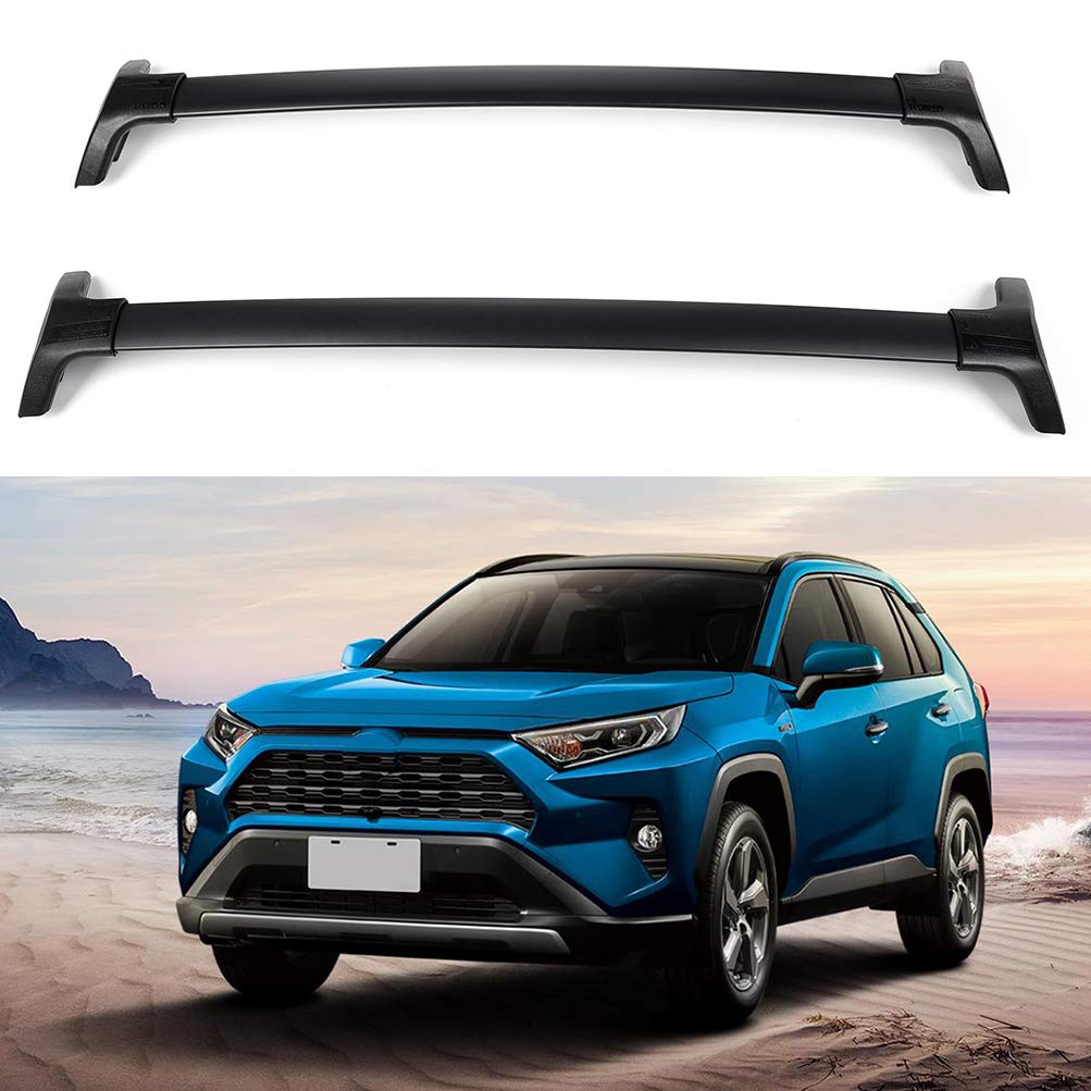 2Pcs Black Aluminum Roof Racks Cross Bars - 150LBS Capacity, Compatible with Toyota RAV4 2019-2021 Models - Heavy Duty Cargo Carrier for Rooftop Luggage & Travel Gear - Perfect for Road Trips, Camping & Outdoor Adventures