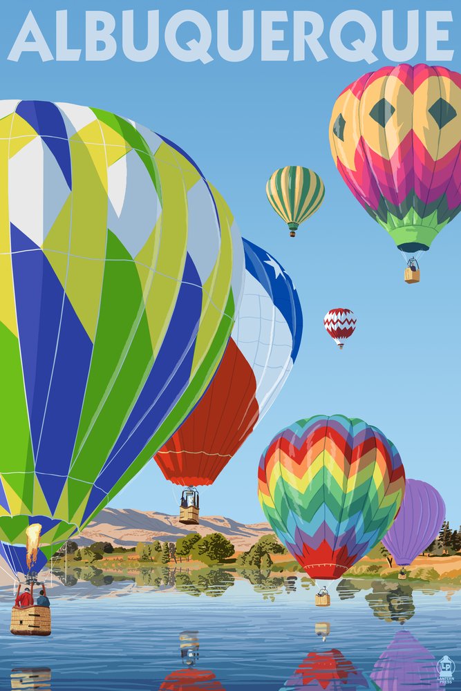 Lantern Press Albuquerque New Mexico Hot Air Balloons Wall Art - 16x24 Wrapped Canvas Print for Home & Office Decor - Perfect for Living Room, Bedroom or Gift