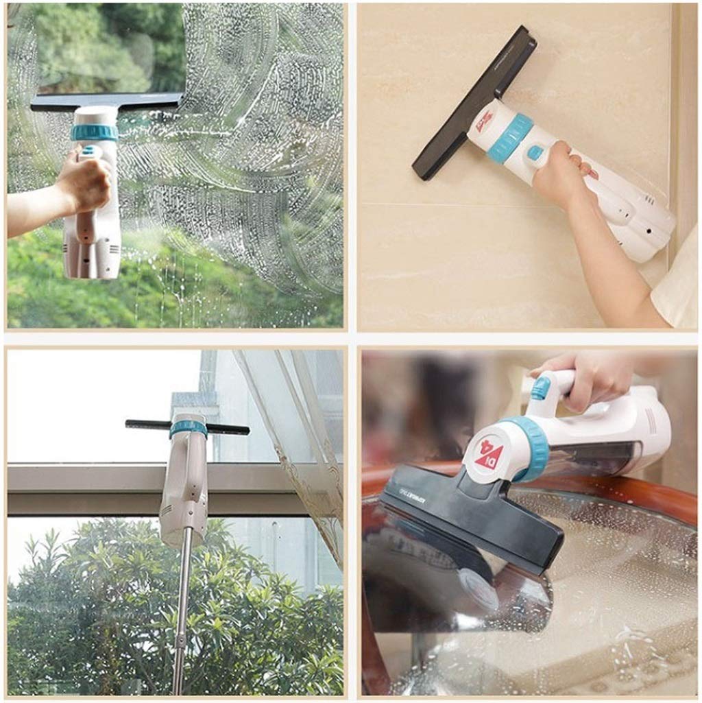 Electric Shower Squeegee with Spray Head - Water Vacuum Cleaner for Bathroom Mirror, Window & Car Glass - Fast Drying Rubber Wiper Tool for Home and Auto Cleaning