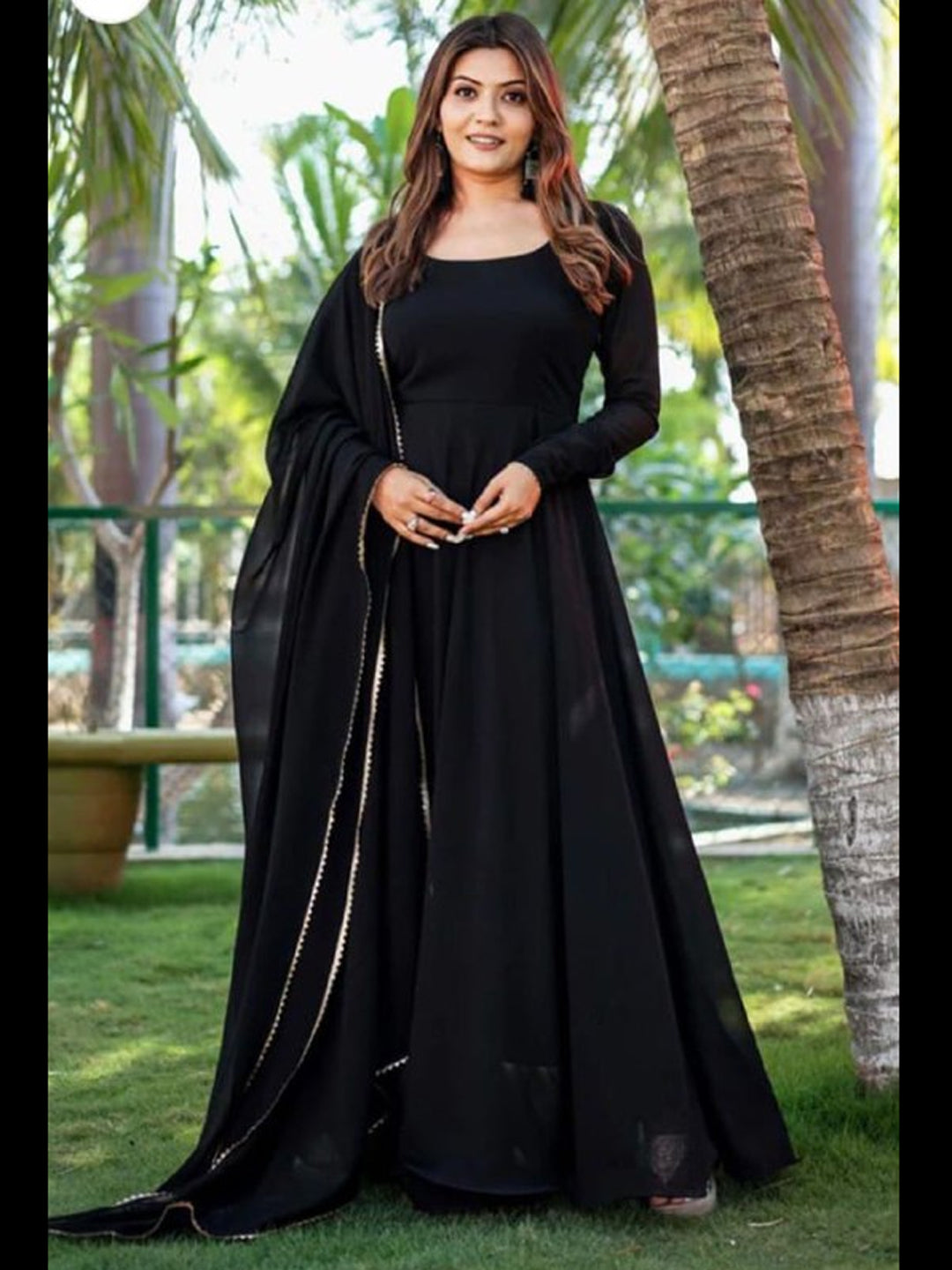 Elegant Black Embroidered Designer Gown with Dupatta - Perfect for Weddings, Parties & Special Occasions