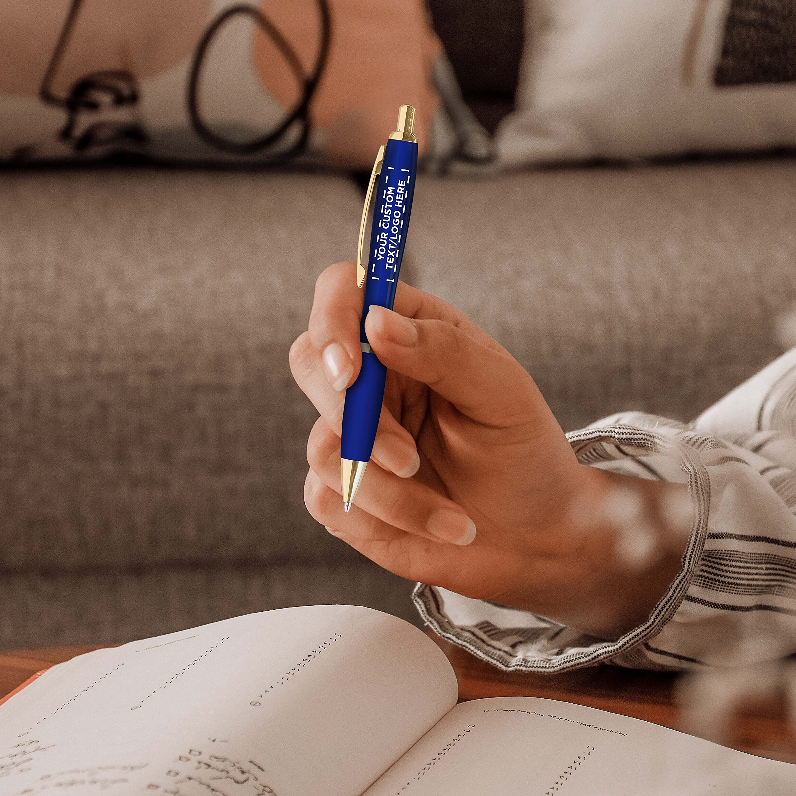 100 Pack Langley Premium Metal Pens - Custom Engraved Text & Logo - Executive Comfort Grip - Smooth Black Ink - Ideal for Corporate Gifts, Business Meetings & Office Use