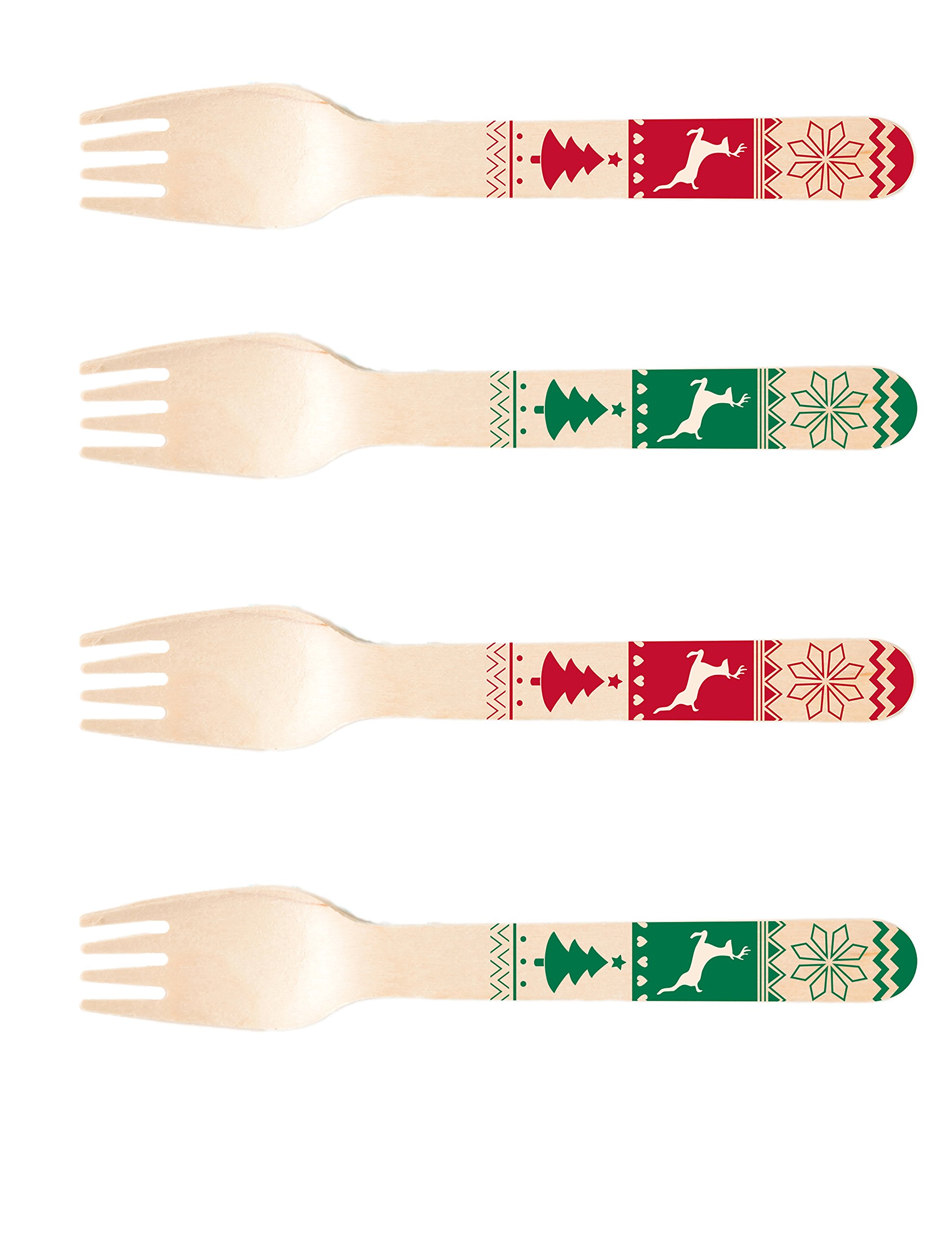 Perfect Stix-Sucre Shop Sucre Sweater Forks - 36ct Wooden Cutlery Forks for Holiday Parties, Picnics & Eco-Friendly Dining (Pack of 36)
