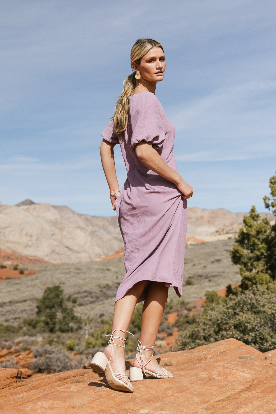 Maeve Lavender Midi Dress - Flowy Summer Dress for Women | Perfect for Weddings, Parties & Casual Outings | FINAL SALE