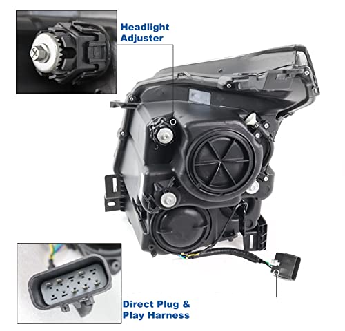 LED Switchback Signal Projector Headlights - Black Compatible with 2010-2016 Cadillac SRX | DRL Daytime Running Lights & Turn Signal | Upgrade for Night Driving & Safety