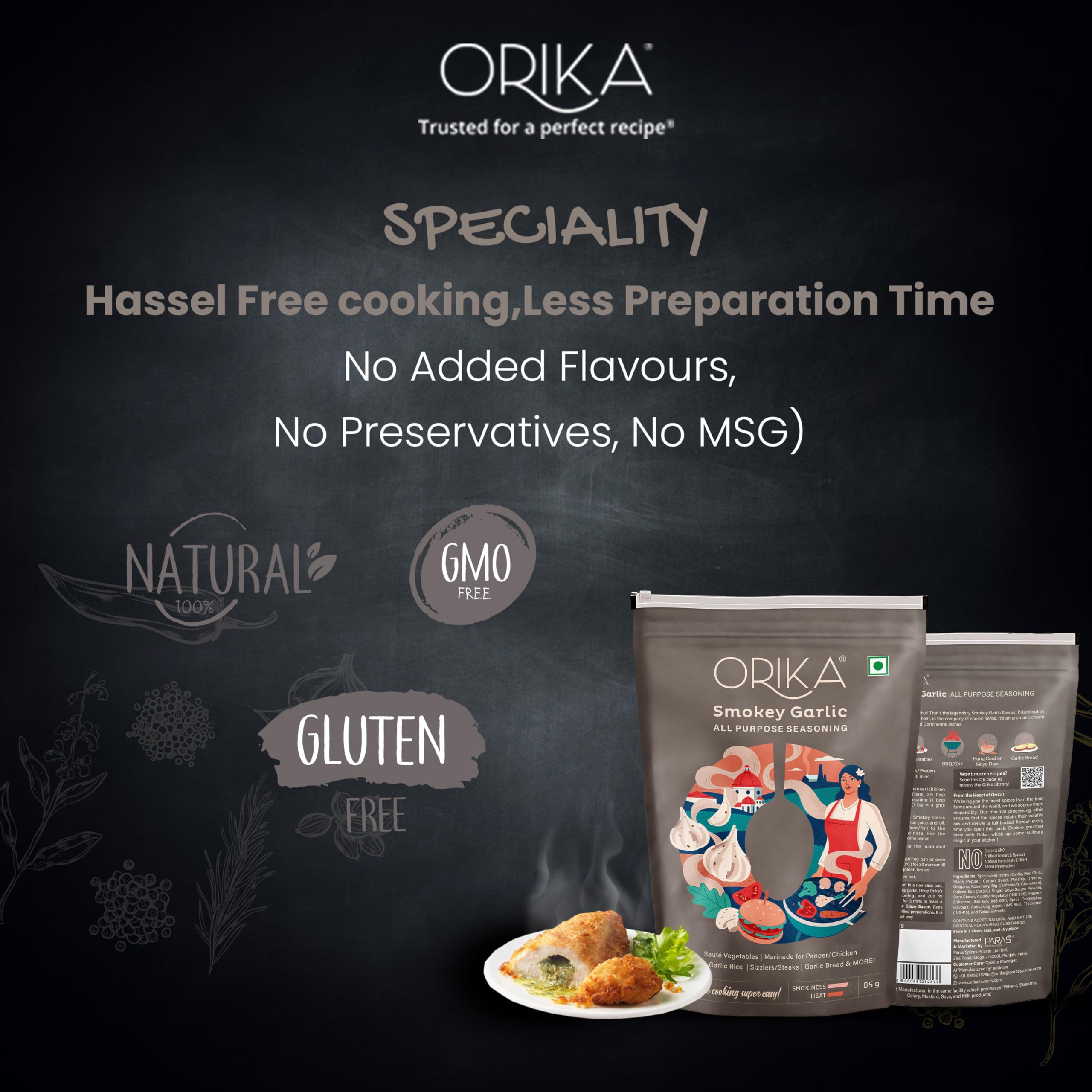 Orika Smokey Garlic All Purpose Seasoning - 75G / 85G Bottle | Premium Garlic & Smoked Spice Blend for Meat, Poultry, Seafood & Vegetables | Perfect for Grilling, Roasting & Everyday Cooking