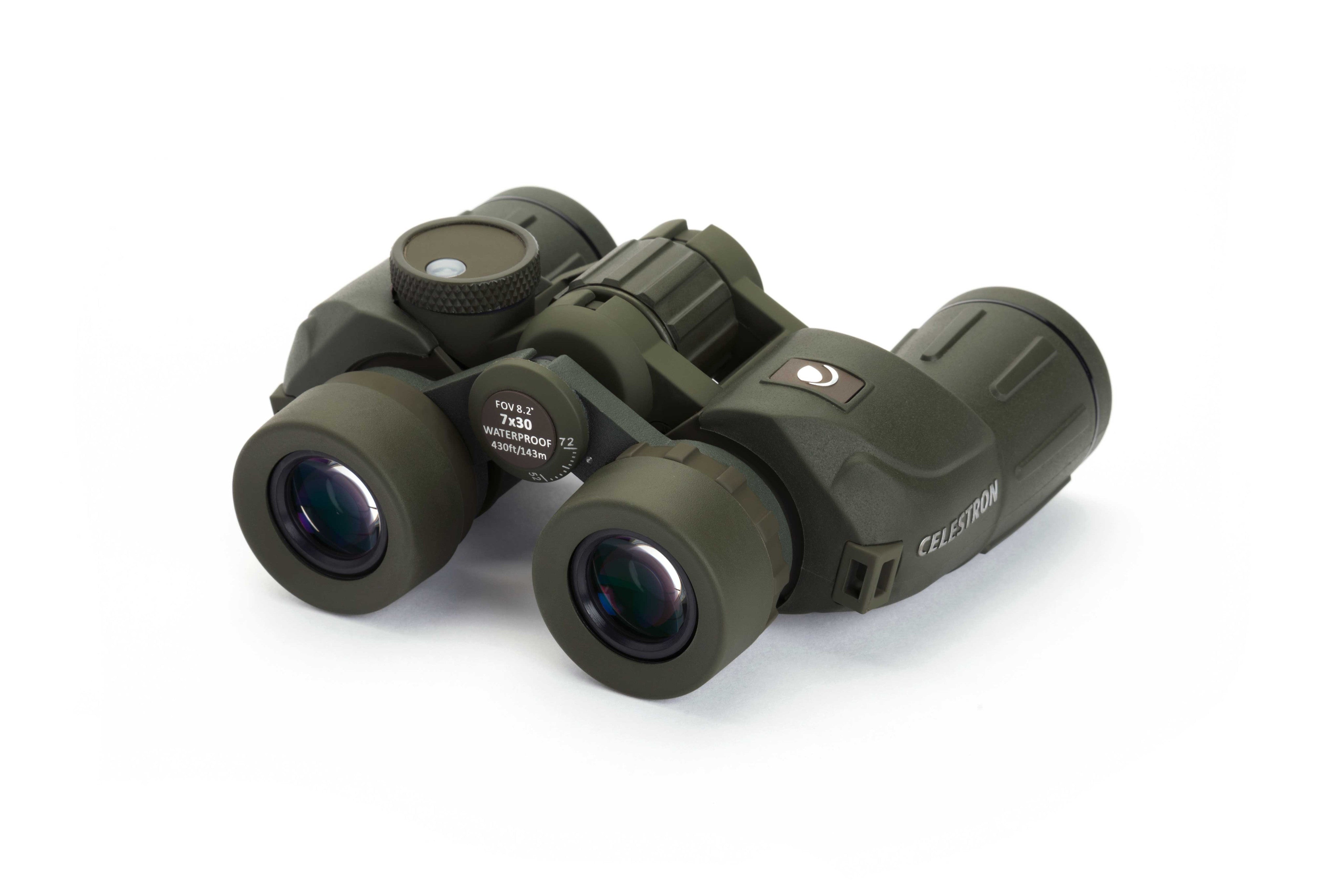 Celestron Cavalry 7x30mm Porro Binoculars with Built-in Compass & Reticle - Waterproof & Fogproof for Bird Watching, Hiking, and Outdoor Adventures