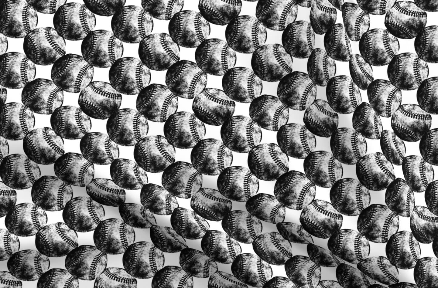 Vintage Baseball Print Minky Fabric - Black & White Sports Team Design Soft Plush Material for Sewing Baby Blankets, Quilt Backing & DIY Projects - Fat Quarter Cuddle Fabric for Cozy Home Decor & Crafts