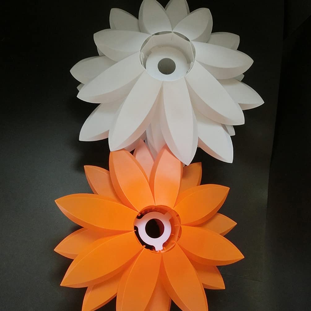ARTIBETTER Orange Puzzle Pendant Lamp Shade - DIY Jigsaw Lotus Flower Plastic Lampshade Kit for Ceiling & Floor Lights - Perfect for Bedroom, Living Room, and Home Decor
