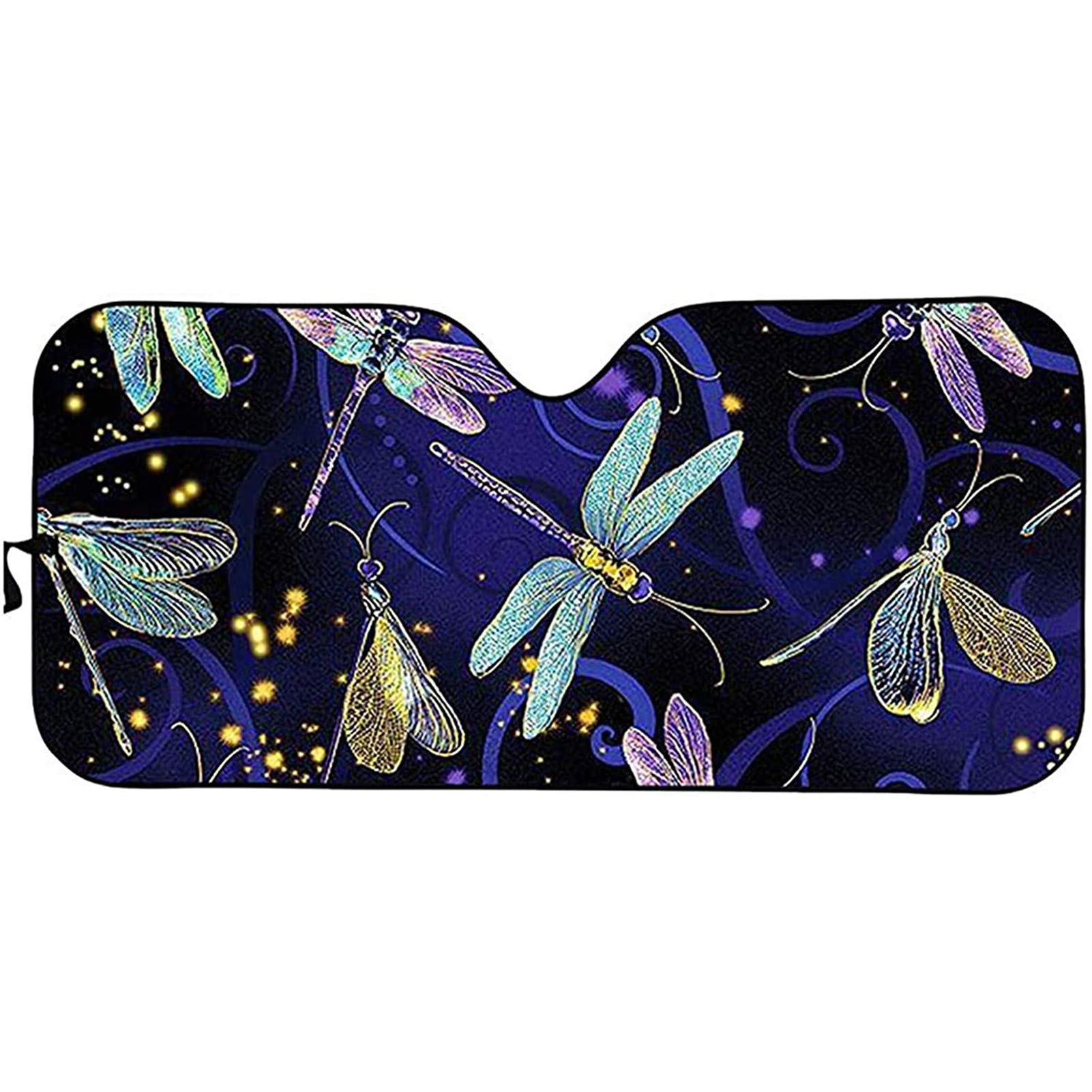 FOR U DESIGNS Purple Dragonfly Print Car Windshield Sun Shade - Foldable UV Ray Blocker & Heat Shield for Women | Keep Vehicle Cool | Perfect for Summer Driving, Road Trips & Parking Protection