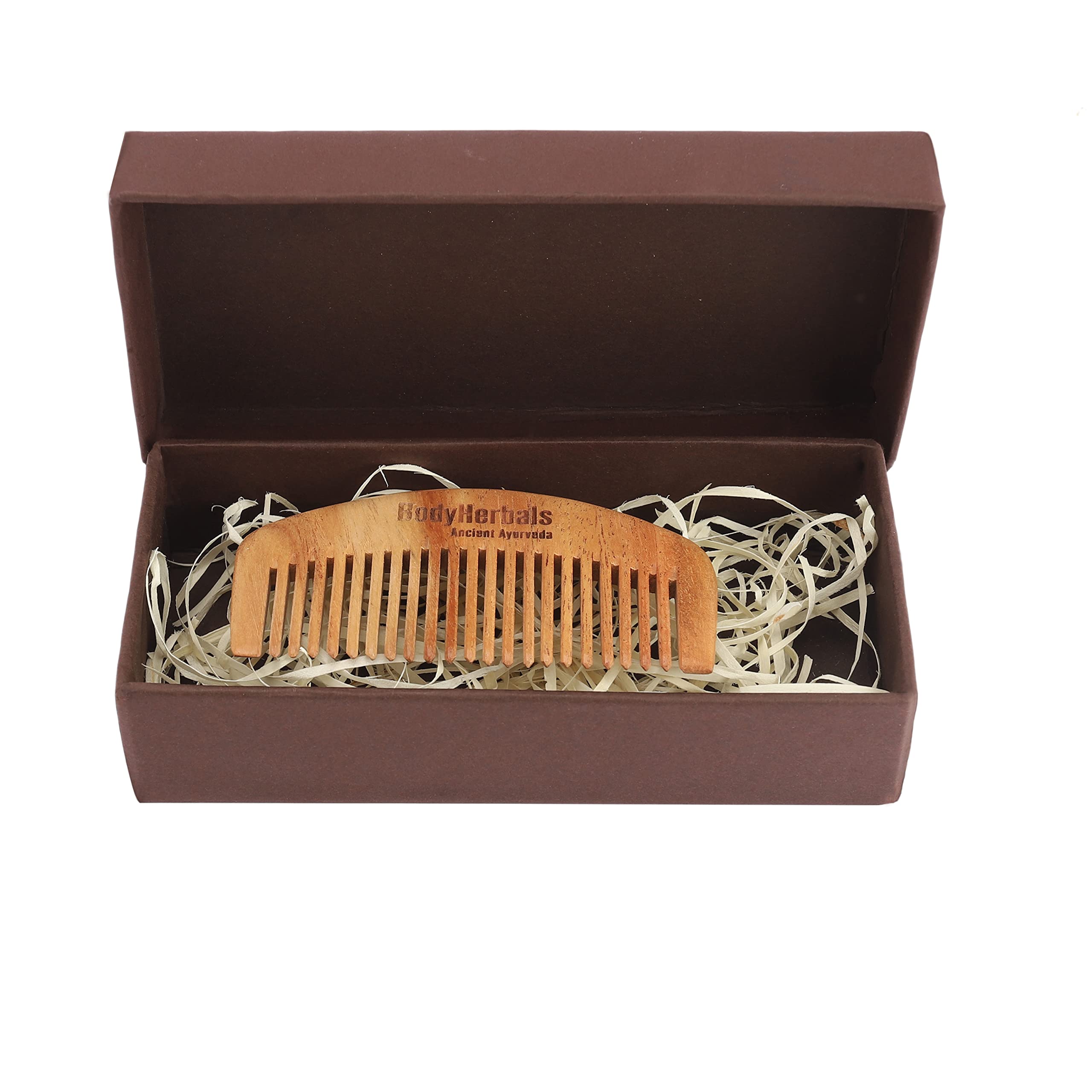 Premium Handmade Neem Wood Beard Comb for Men - Anti Static, Eco Friendly Grooming Brush for Beard, Mustache & Head Hair | 100% Natural, Gift Box Included (Cream) | Perfect for Daily Grooming, Travel & Men's Gift Sets