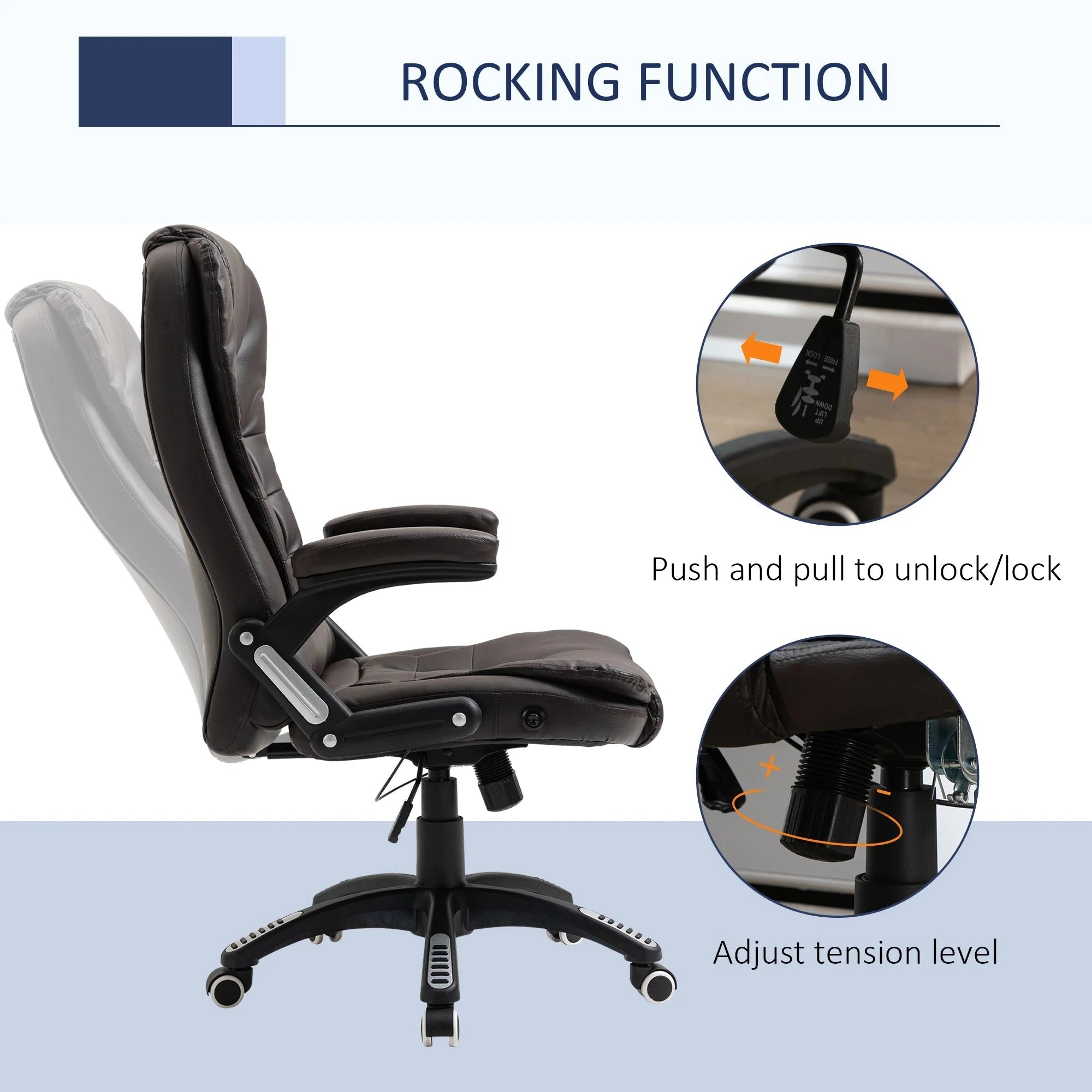 Premium High Back Faux Leather Executive Office Chair - Ergonomic Swivel Seat with Adjustable Height (Black/Gray) - Perfect for Home Office, Conference Rooms & Corporate Workspaces