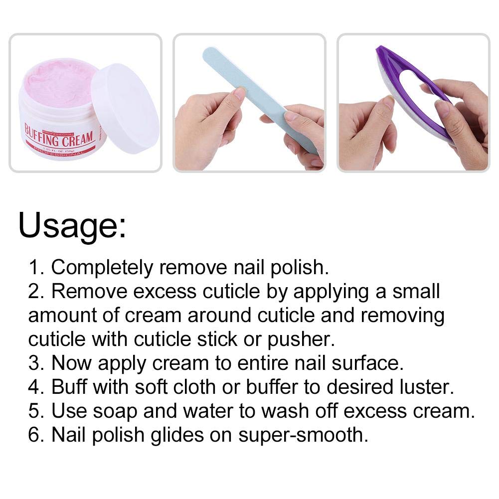 3 Pcs Nail Art Kit - Buffing Cream, Nail Brush Polish & Polishing Strips for Professional Manicure Pedicure | Salon-Grade Nail Care Tools for Home & Spa Use | Perfect for DIY Nail Art & Nail Polish Application