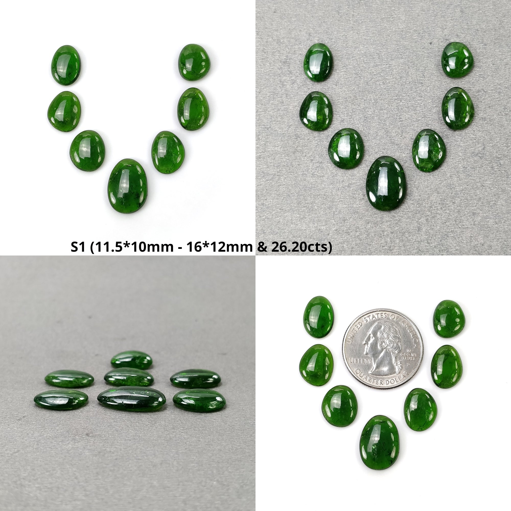 Natural Green Chrome Diopside Gemstone Cabochons - 7pcs, 9pcs, 11pcs Lots in Unique Uneven Shapes | Handmade Jewelry Making, Wire Wrapping, Healing Crystal Collection