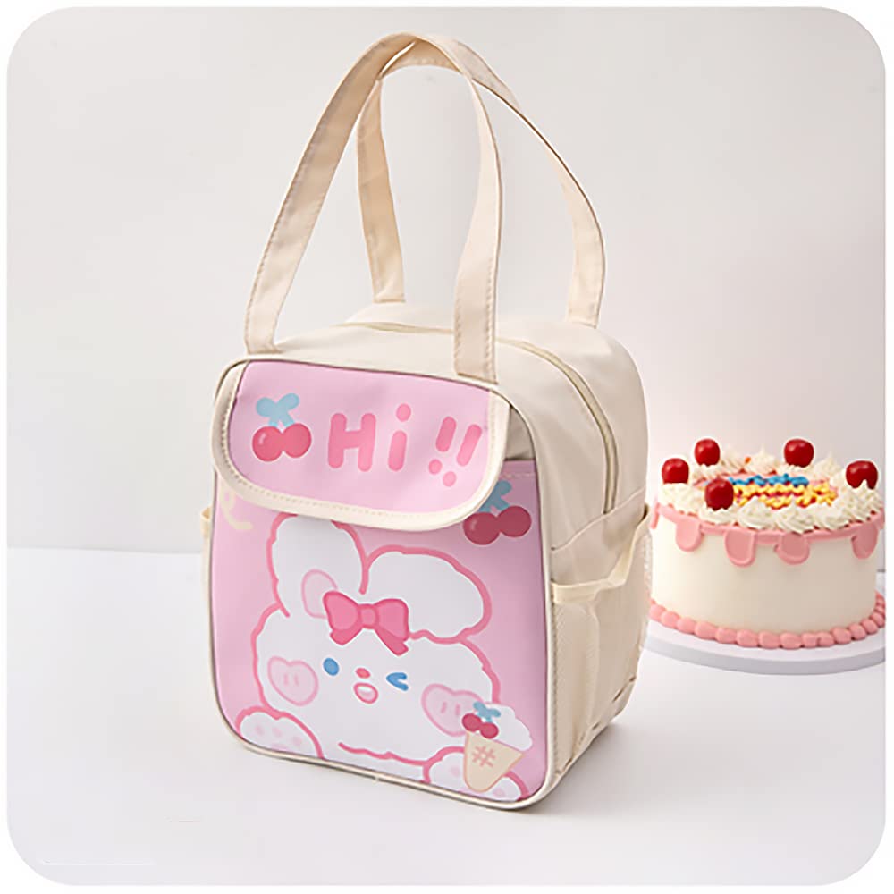 Cute Insulated Lunch Bag for Women - Japanese Anime Kawaii Cooler Lunch Box with Ice Cream Bunny Design | Perfect for School, Work, Picnics & Outdoor Activities