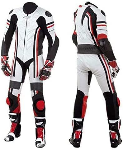 Motorcycle Racing Suit - White One-Piece CE Approved Track Pro Suit with Safety Protection (Size SM) for Professional Riders & Track Days