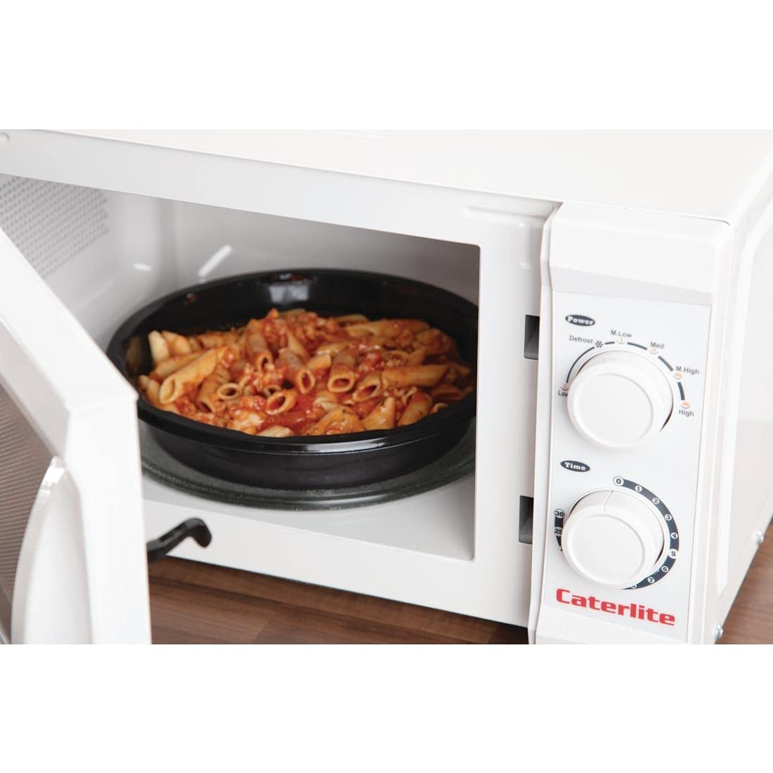 Caterlite Compact Microwave Oven 700W - 6 Power Levels, Stainless Steel Design - Perfect for Small Kitchens, Dorms & Office Break Rooms