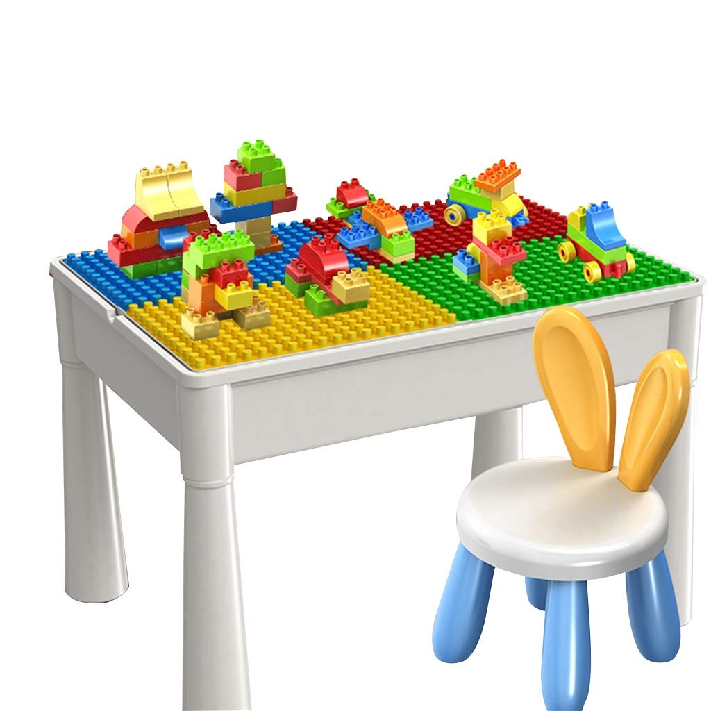 Multifunctional Kids Building Table - Double-Sided Flip Design Activity Desk with Storage | White Children's Learning & Play Table (61x42x44cm) - Perfect for Home, Preschool & Montessori Classrooms