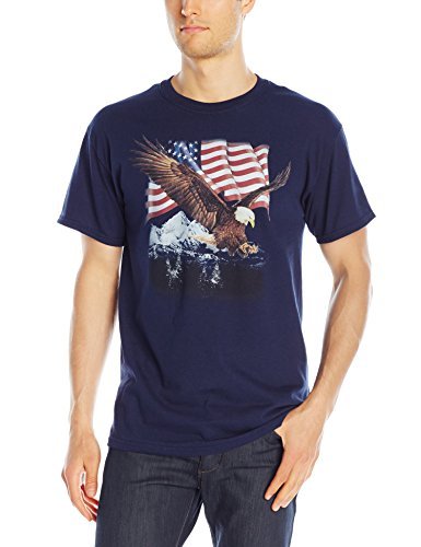 FREEZE Men's Patriotic Eagle Flying Graphic T-Shirt - American Flag Design Casual Tee for Everyday Wear & Outdoor Activities