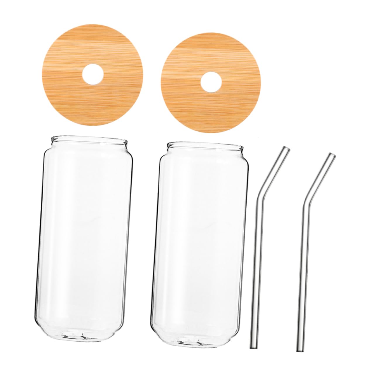 **Hemoton 16oz Mason Jars with Wooden Lids - Set of 2 Clear Glass Drinking Cups for Iced Coffee, Smoothies, Cocktails & Wine | Reusable Water Bottles for Home, Office & Outdoor Use**