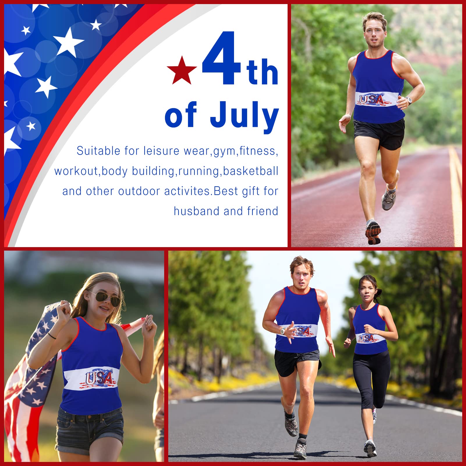 Men's American Flag Tank Tops - Patriotic Sleeveless T-Shirts for 4th of July, Memorial Day & Summer Workouts | Breathable Loose Fit for Outdoor Activities, BBQs & Gym Sessions