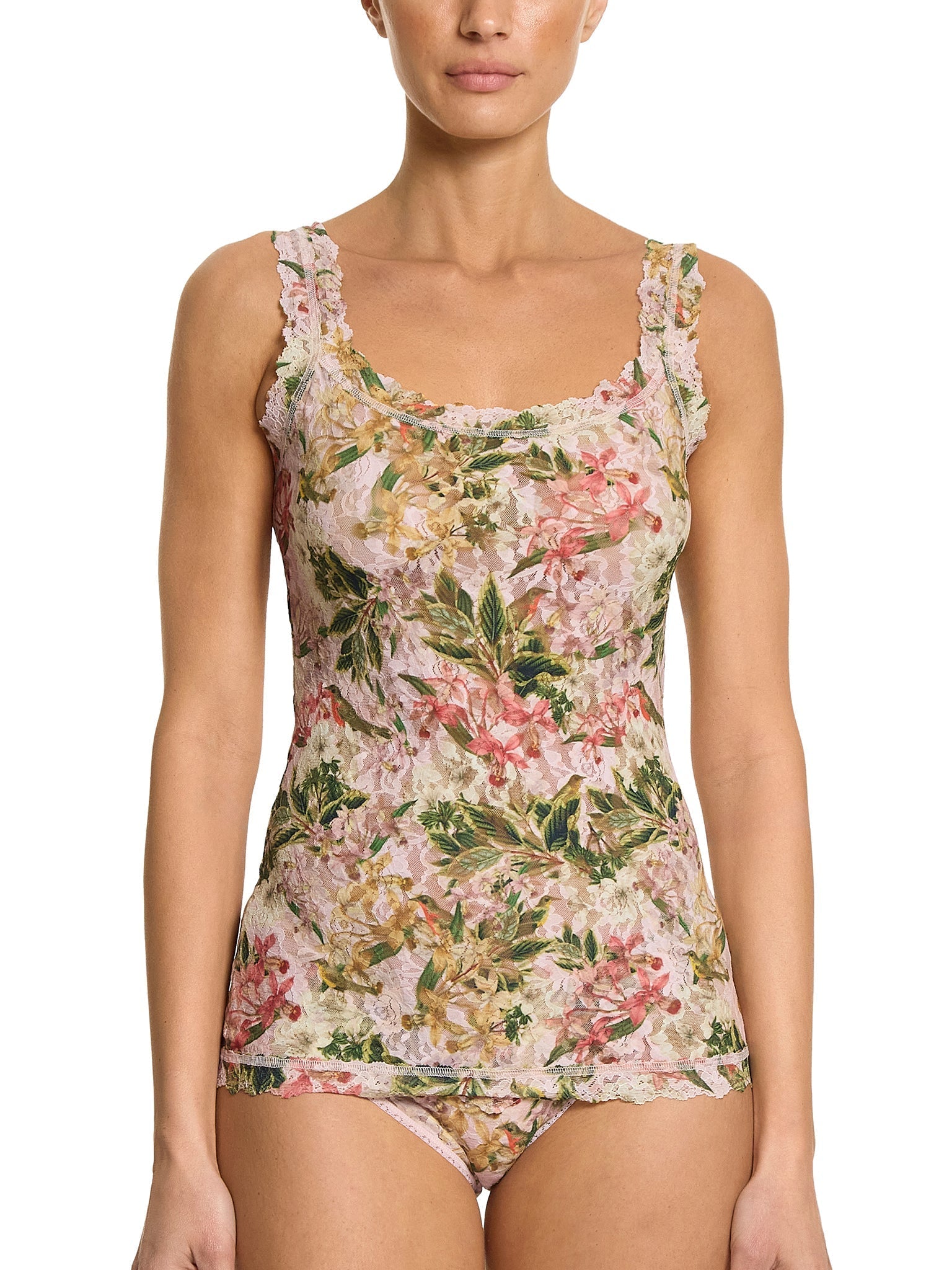 Printed Signature Lace Classic Cami Top - Women's Vintage Floral Lace Camisole for Layering, Date Night & Special Occasions